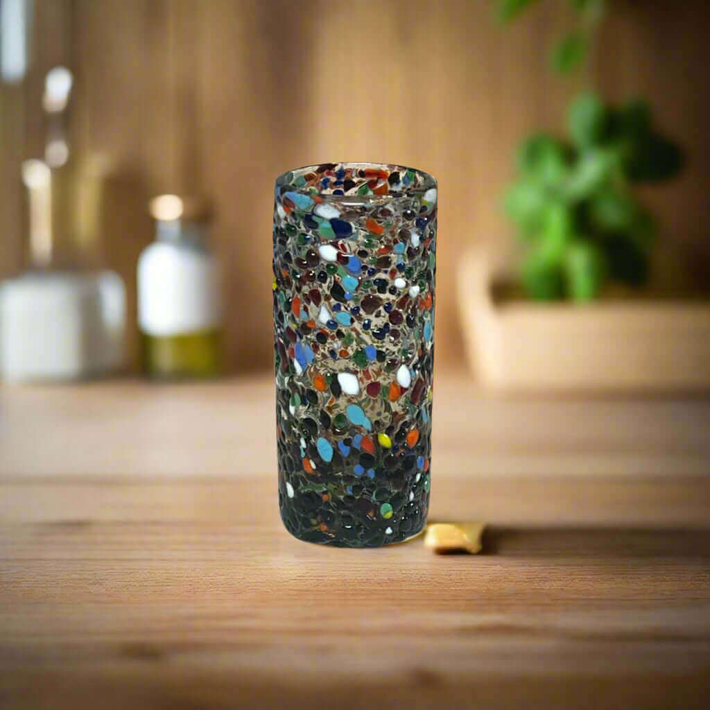 Vaso Tequilero Doble Soplado a Mano | Cristalería Mexicana Confeti
