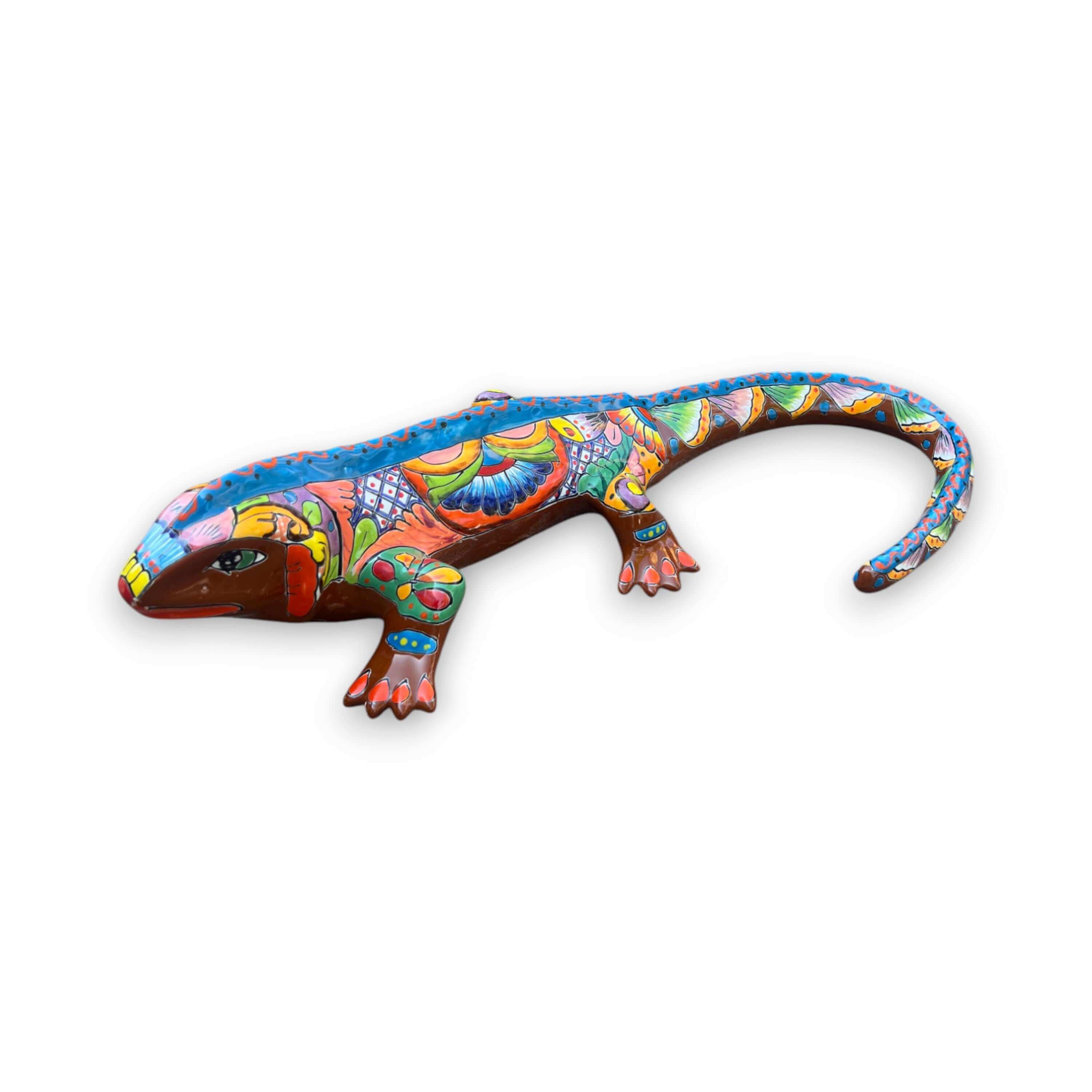 Estatua de Iguana XL Talavera | Arte de Cerámica Mexicana Pintado a Mano