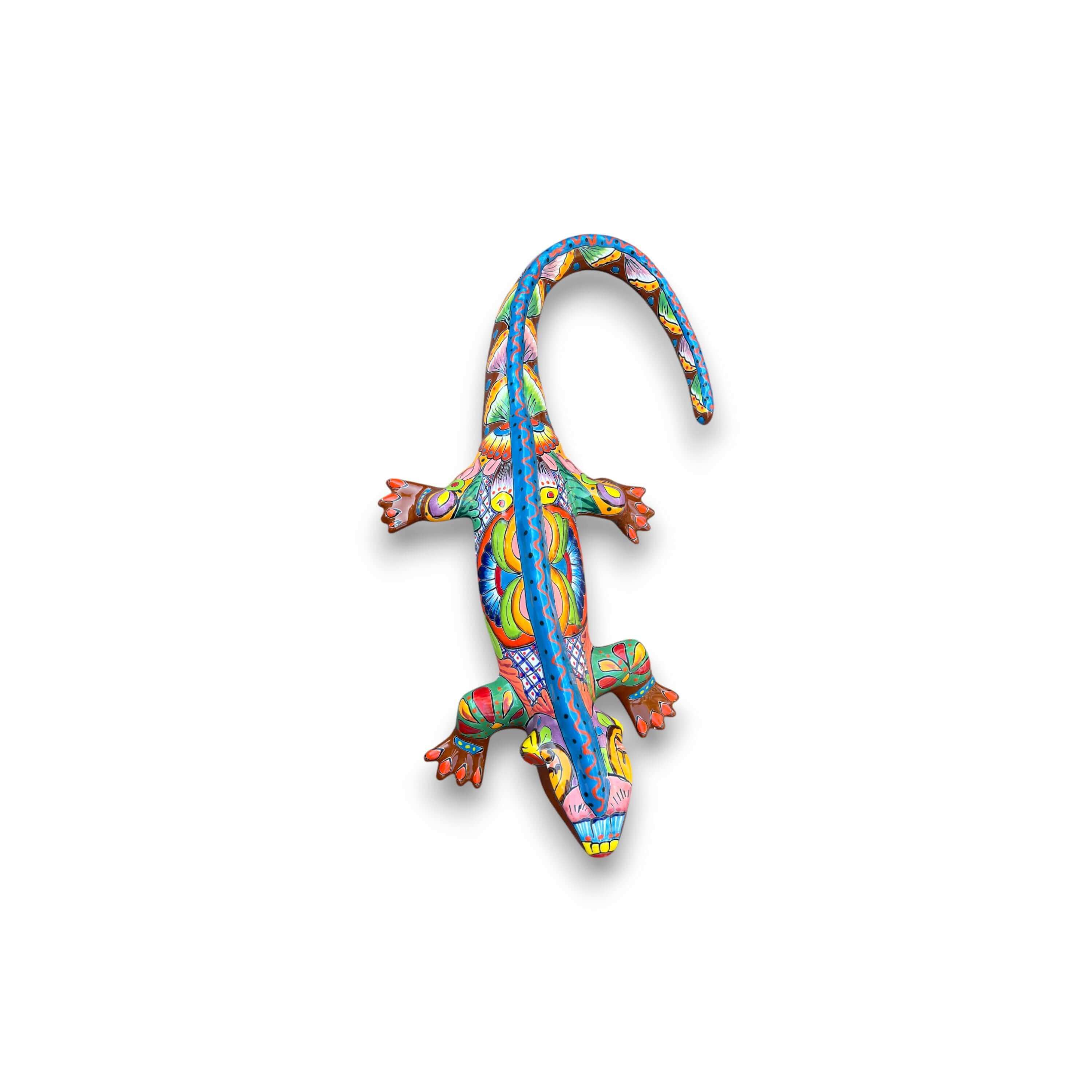 Estatua de Iguana XL Talavera | Arte de Cerámica Mexicana Pintado a Mano