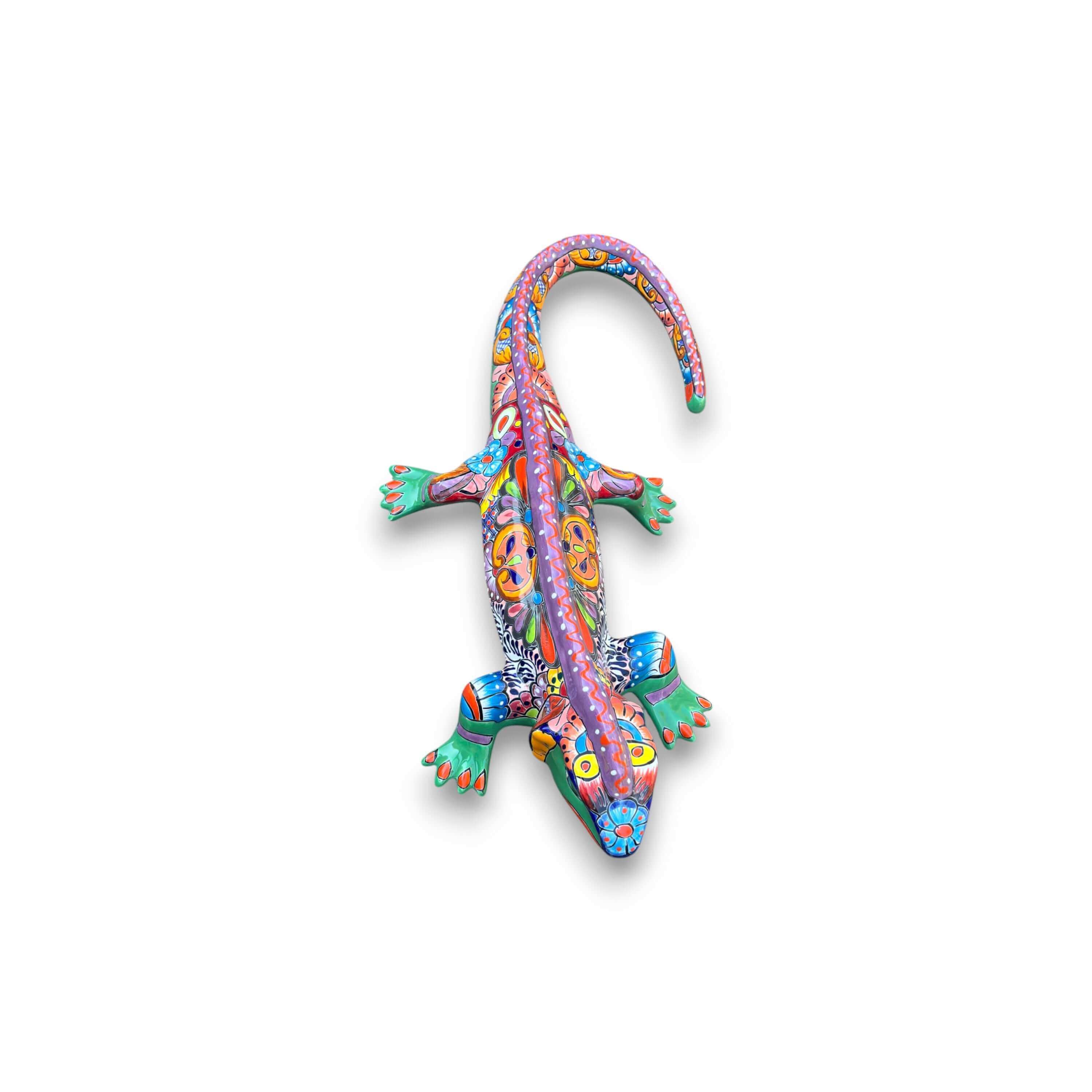 Estatua de Iguana XL Talavera | Arte de Cerámica Mexicana Pintado a Mano