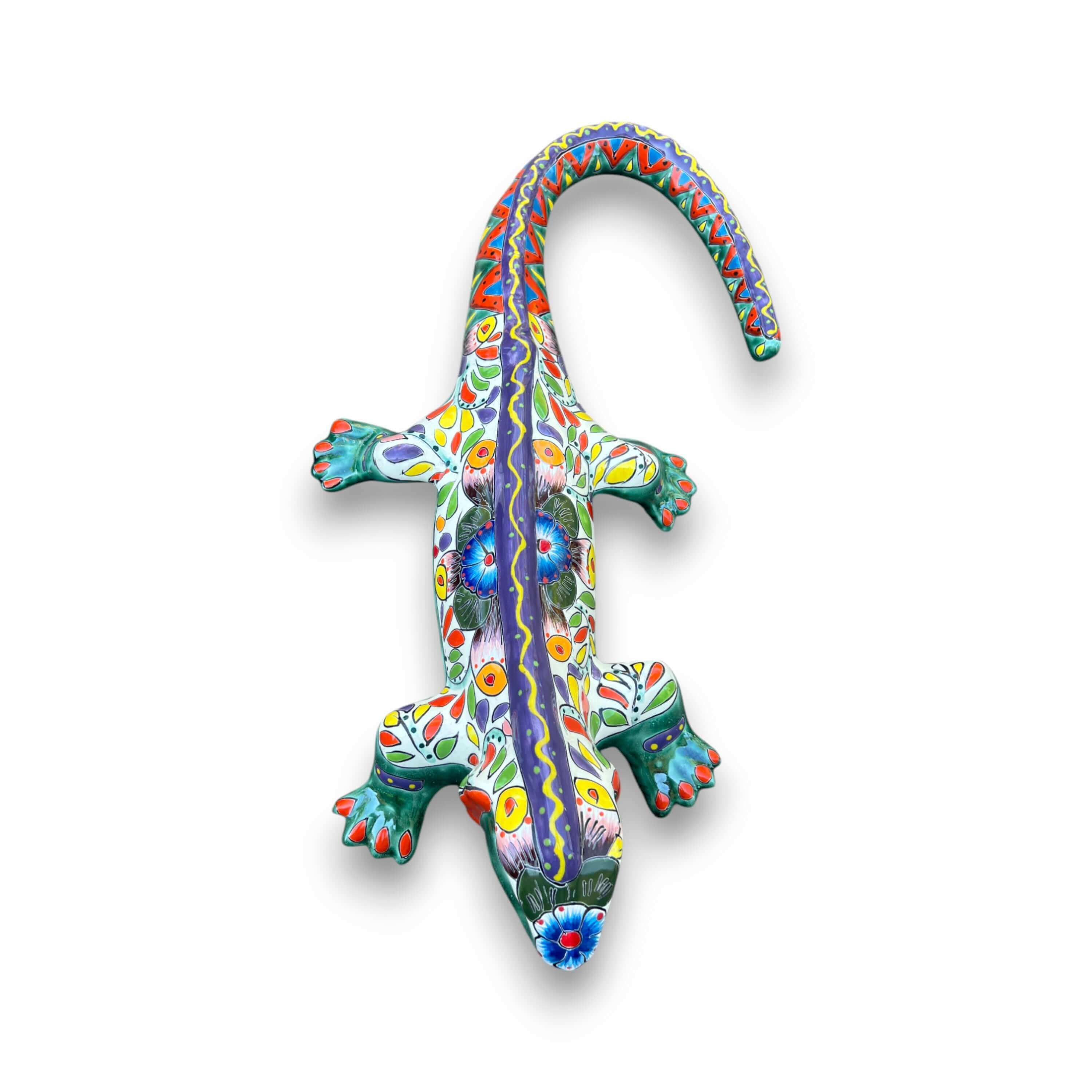 Estatua de Iguana XL Talavera | Arte de Cerámica Mexicana Pintado a Mano