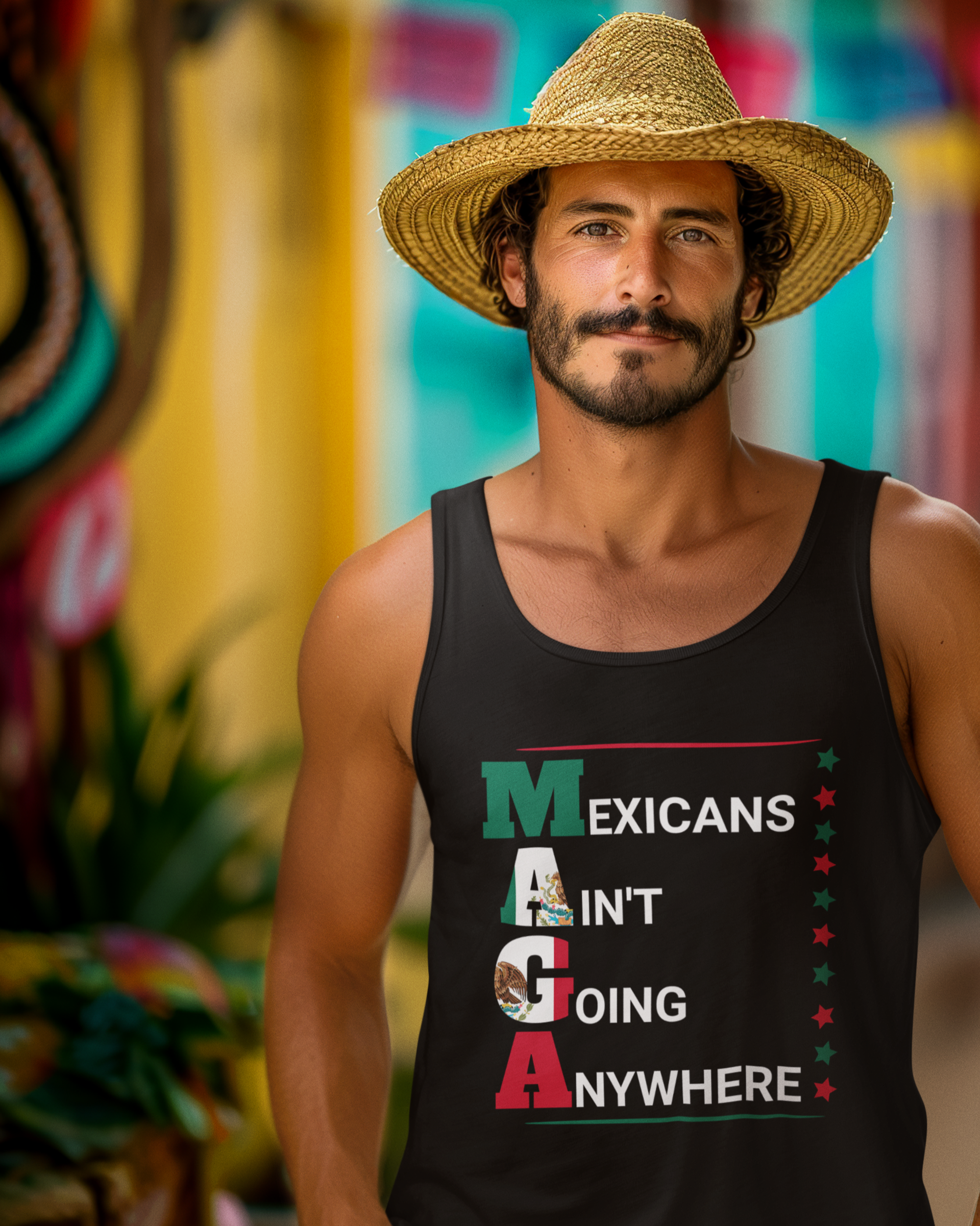 Camiseta sin mangas "Los mexicanos no se irán a ninguna parte" V2 | Algodón ligero | Camisetas latinas divertidas del 4 de julio de EE. UU.