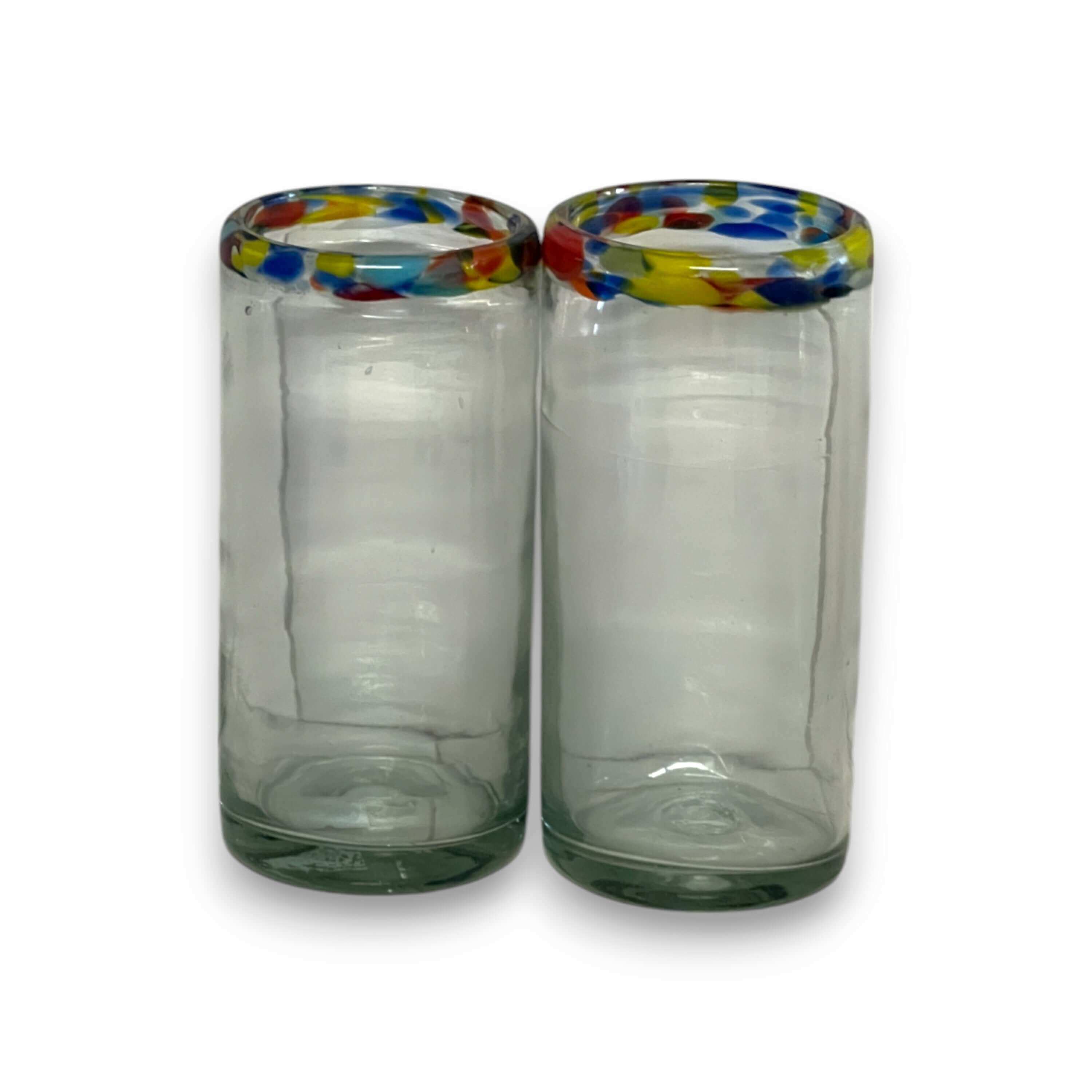 Vaso Colorido Soplado a Mano | Borde de Confeti