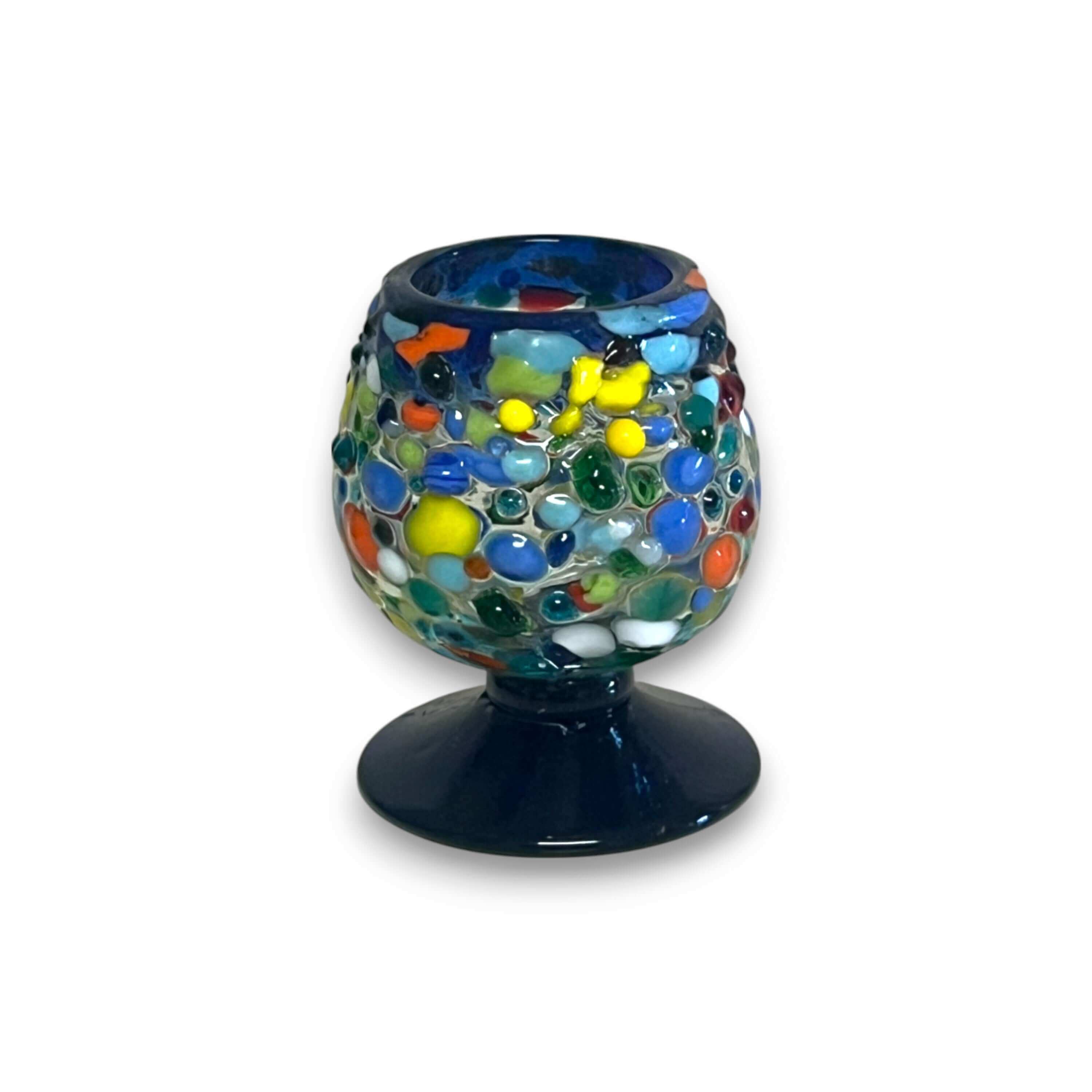 Vaso de chupito Confetti Rock | Estilo coñac con borde azul