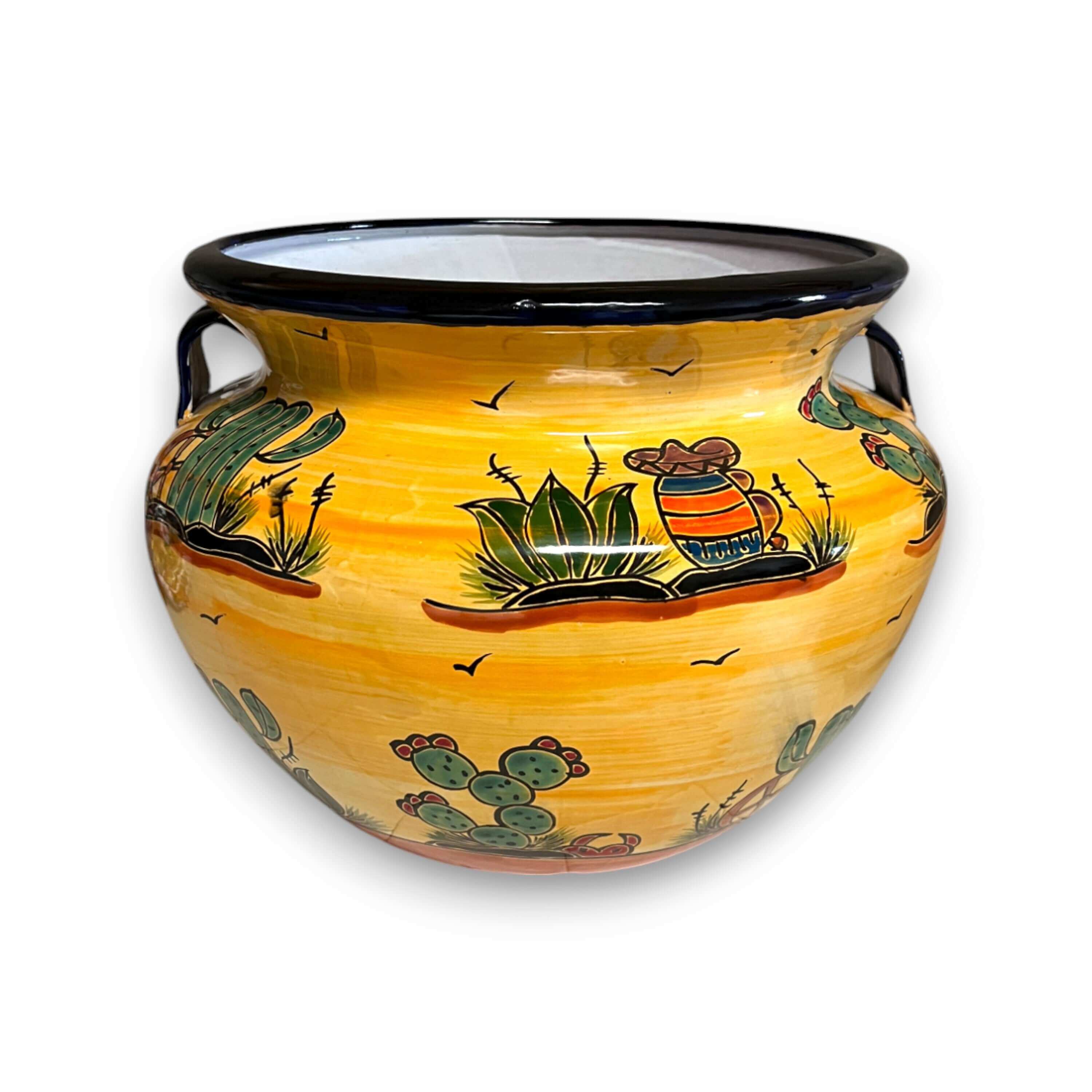 Maceta XL de Talavera | Jardinera con Diseño del Desierto Pintada a Mano
