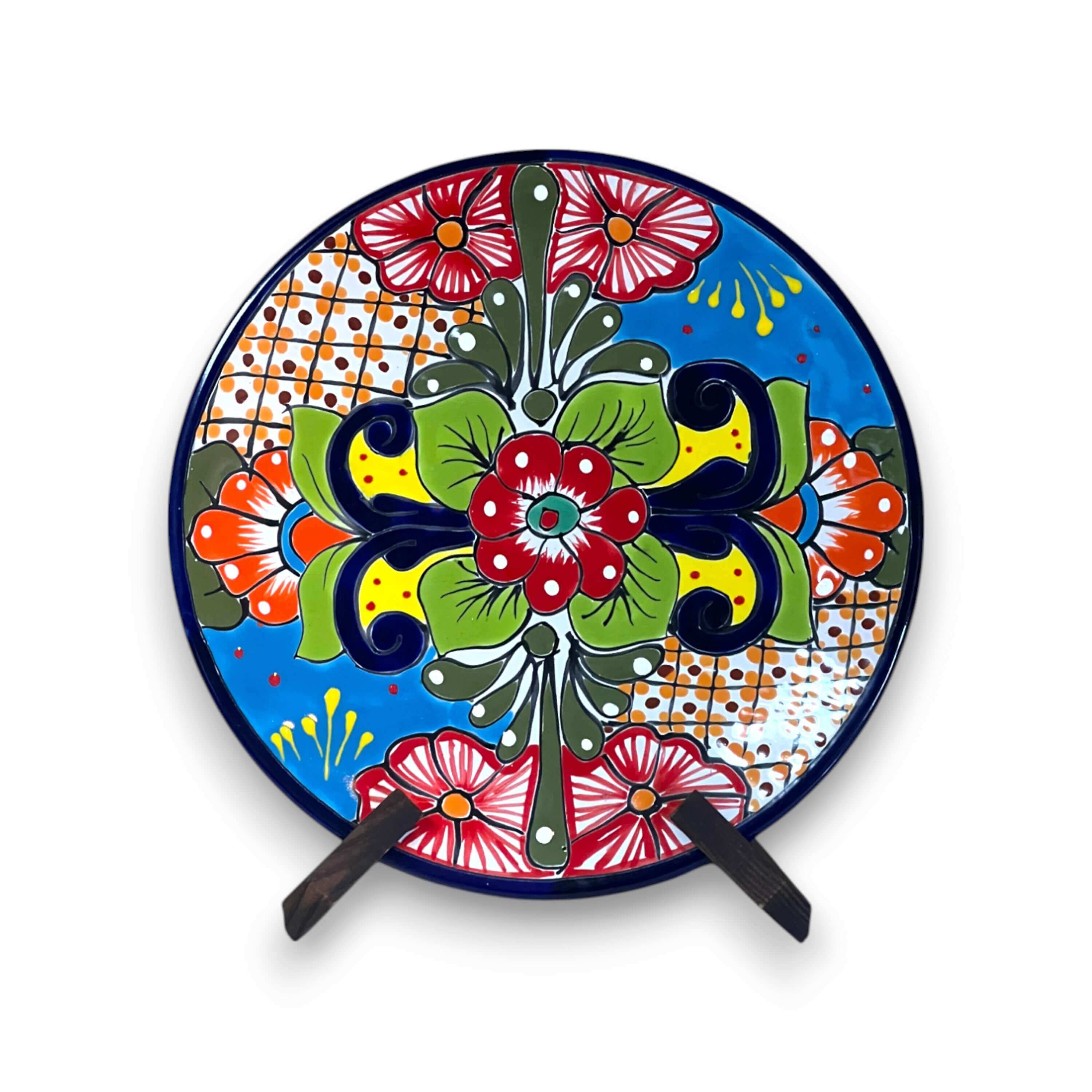 Plato de cena de Talavera de 11.5" | Plato de arte popular mexicano pintado a mano
