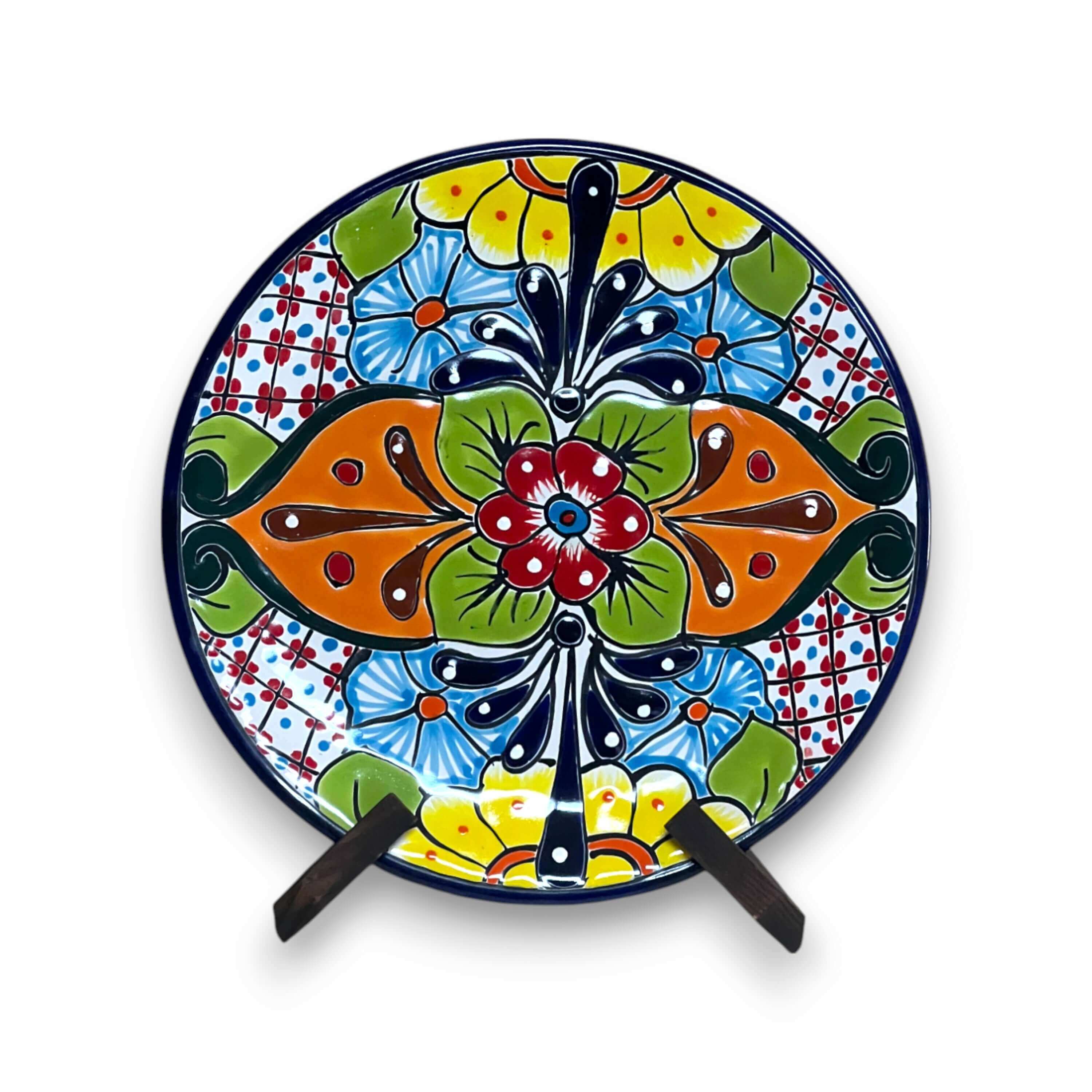 Plato de cena de Talavera de 11.5" | Plato de arte popular mexicano pintado a mano