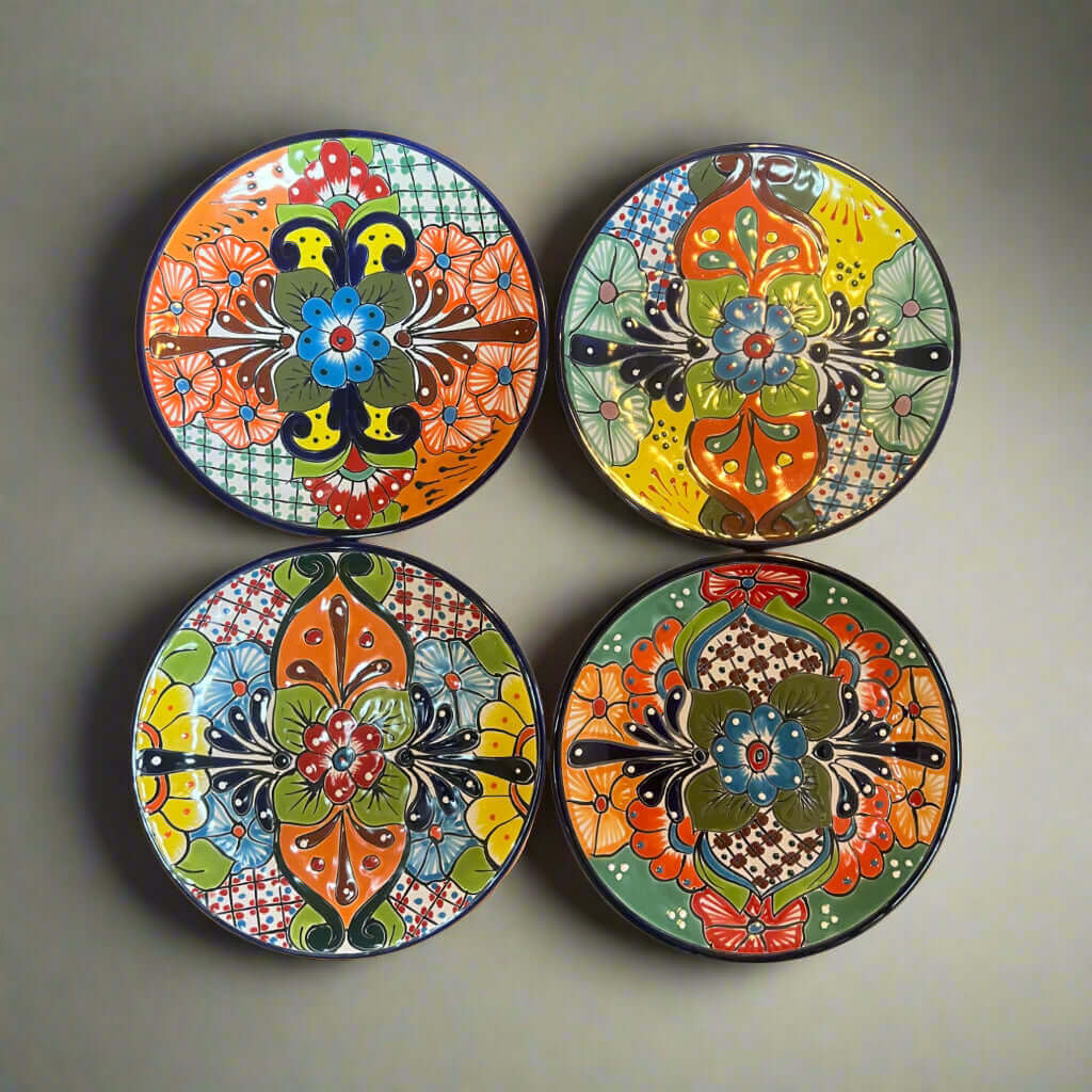 Plato de cena de Talavera de 11.5" | Plato de arte popular mexicano pintado a mano