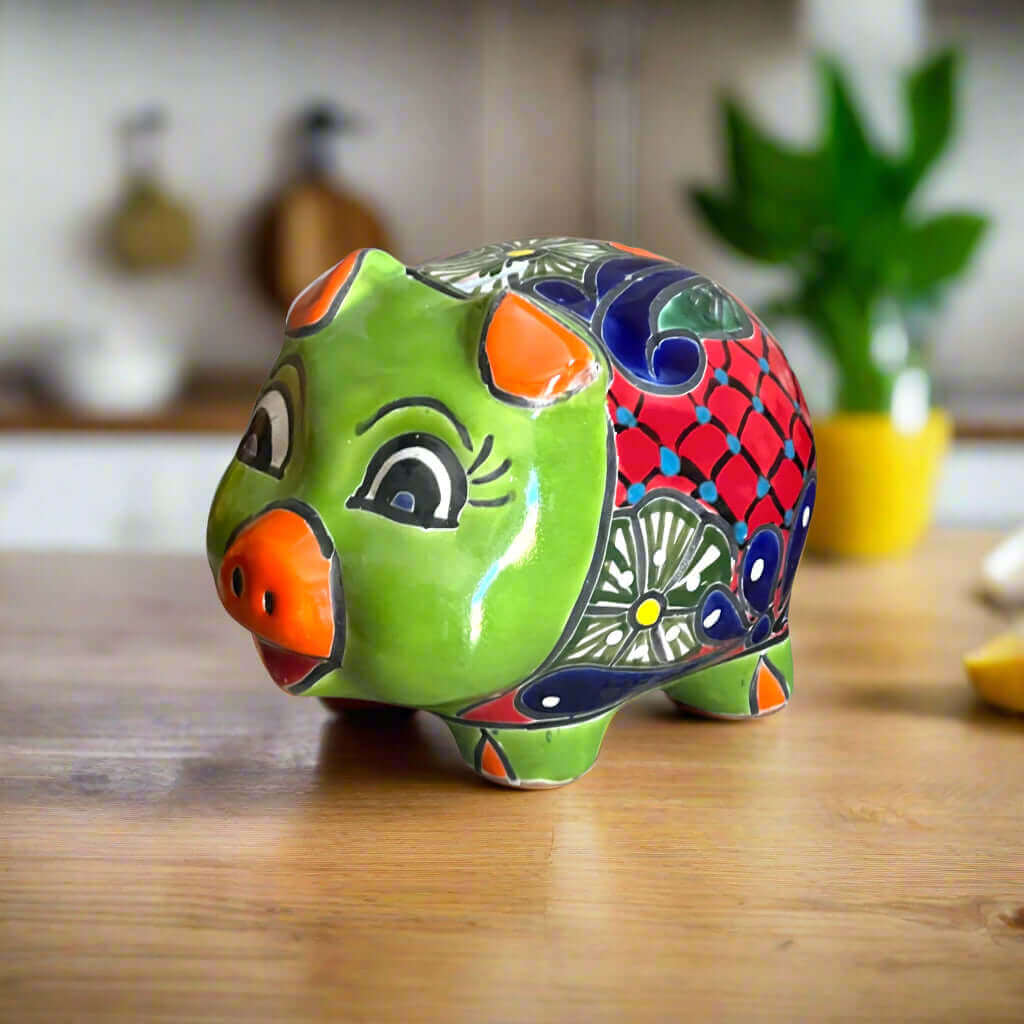 Alcancia de Talavera | Alcancía de cerámica mexicana pintada a mano