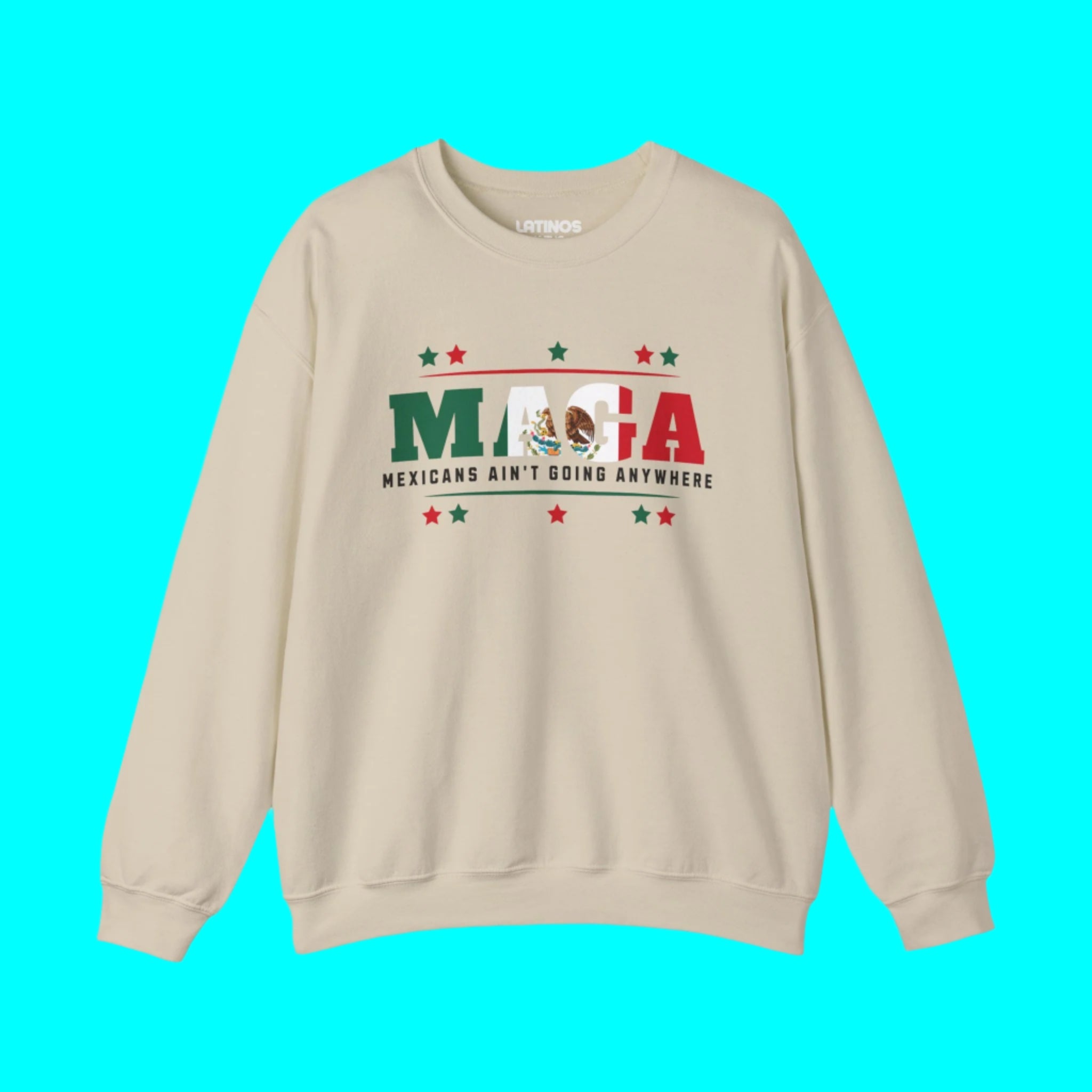 Sudadera de cuello redondo con forro polar "Mexicans Ain't Going Anywhere" V1 | Camisetas virales divertidas de orgullo latino | 3 colores