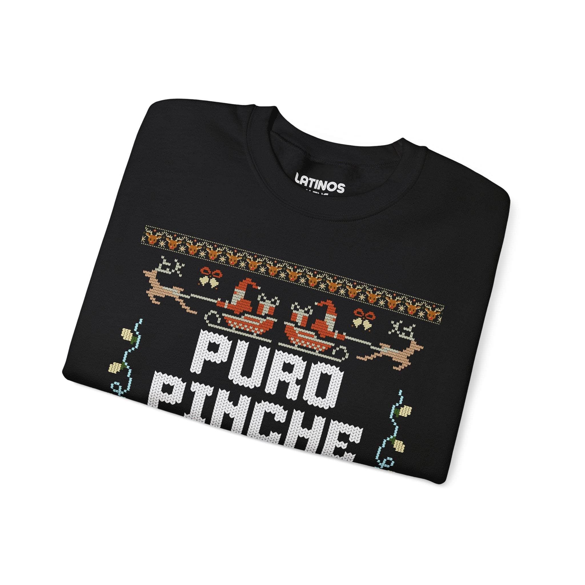 Sudadera navideña fea de Puro Pinche Pari Chingo Latino | Divertida y brillante | 3 colores