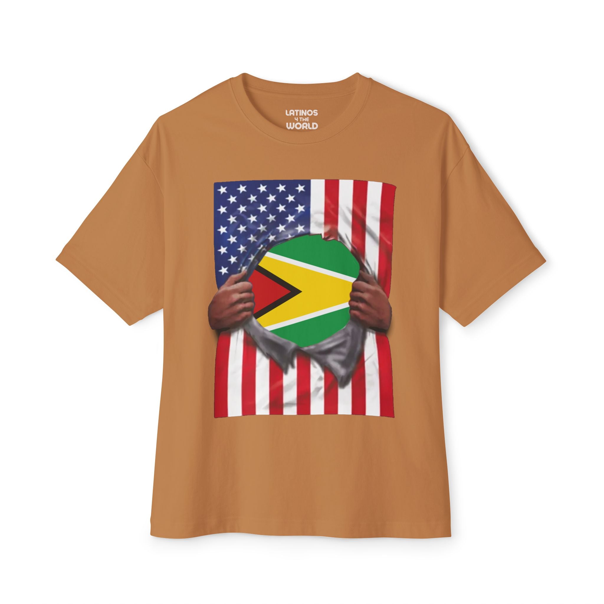 Camiseta de orgullo con bandera de Guyana + bandera de EE. UU. | Bandera guyanesa + estadounidense para el 4 de julio | Camisetas latinas virales divertidas | Unisex - 4 colores