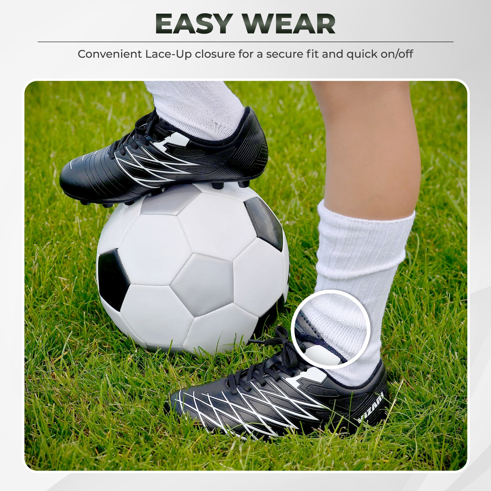 Boca Firm Ground Soccer Shoes -Black/White