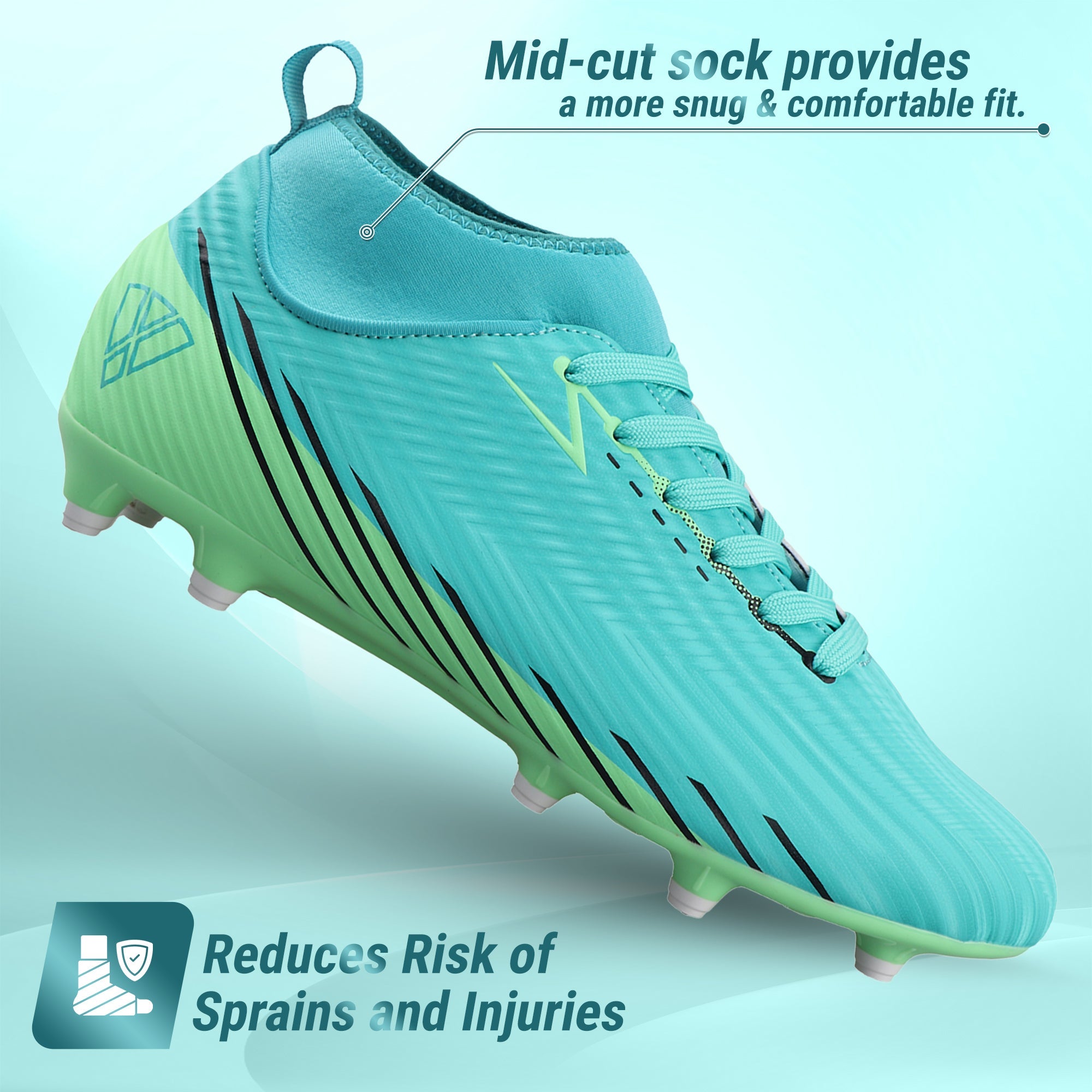 Tesoro Firm Ground Mid-Cut Soccer Shoes - Aqua/Mint