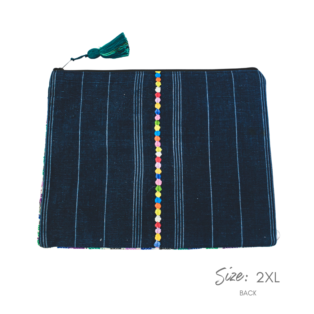 Neceser Maya (2XL) de huipil reciclado único - Guatemala