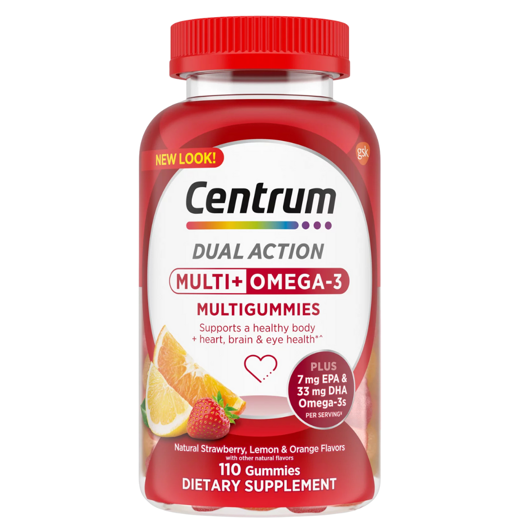 Centrum Dual Action Multi + Omega-3 Multigomitas (110 unidades)
