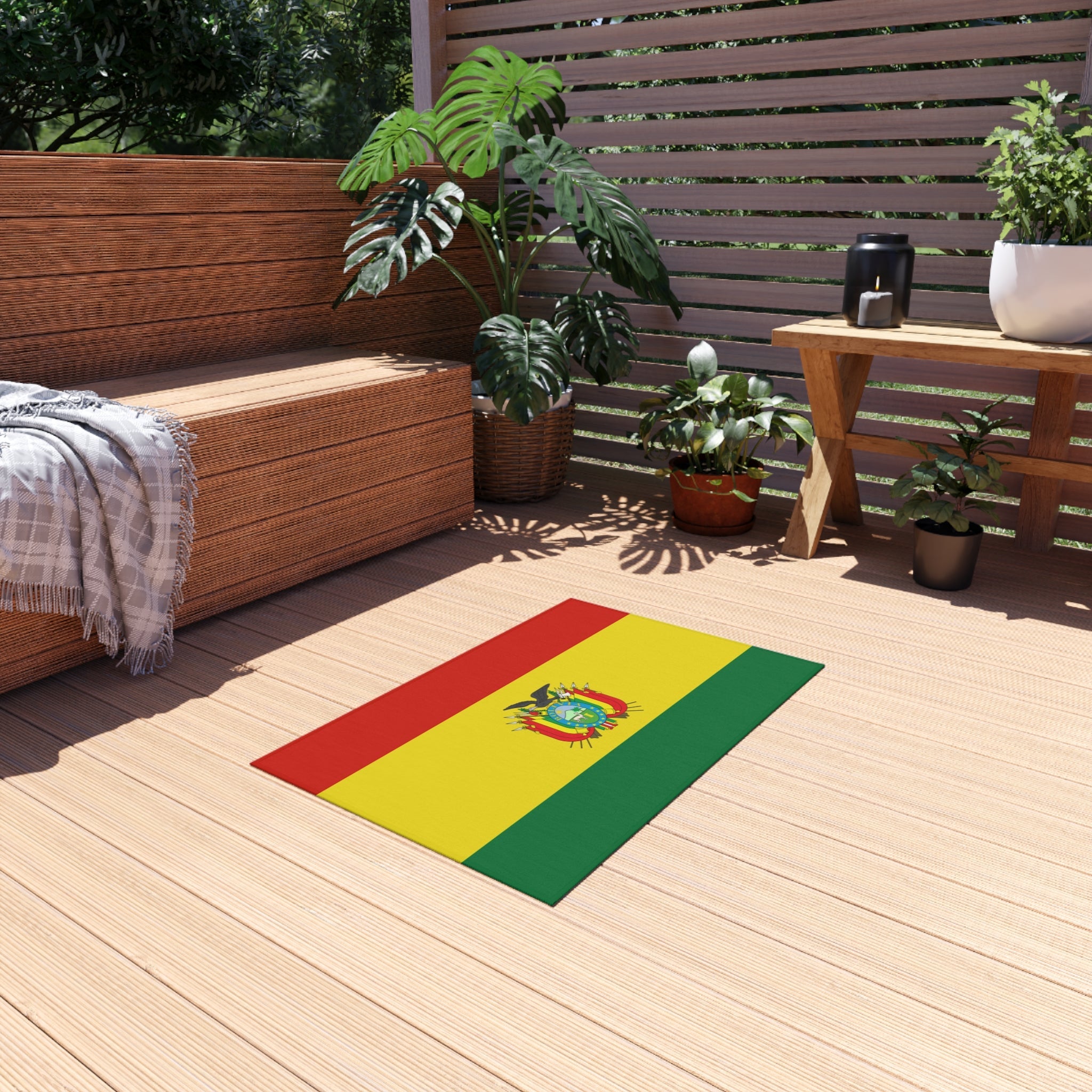 Felpudo Antideslizante para Exterior Bandera de Bolivia | Santa Cruz | El Alto | La Paz | Regalo para Bolivianos | 24"x36"