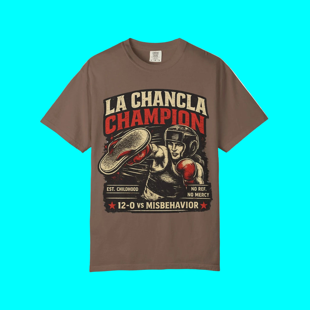 LA CHANCLA CHAMPION Boxing Chancleta T-shirt | Dia De La Madre, Mother's Day | Funny Latino Pride | Heavyweight Cotton