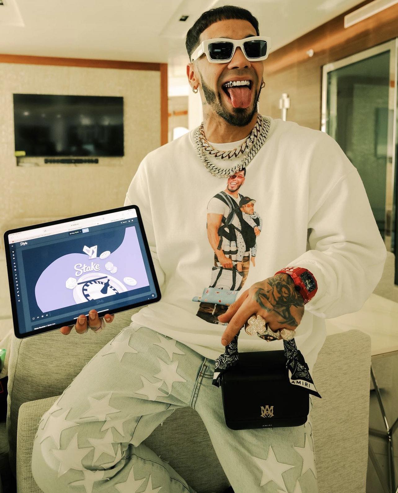 Como se vio en Anuel AA | Impreso en un Coche de Bebé, Anuel Daddy Camiseta | 5 Colores Disponibles | Algodón Grueso
