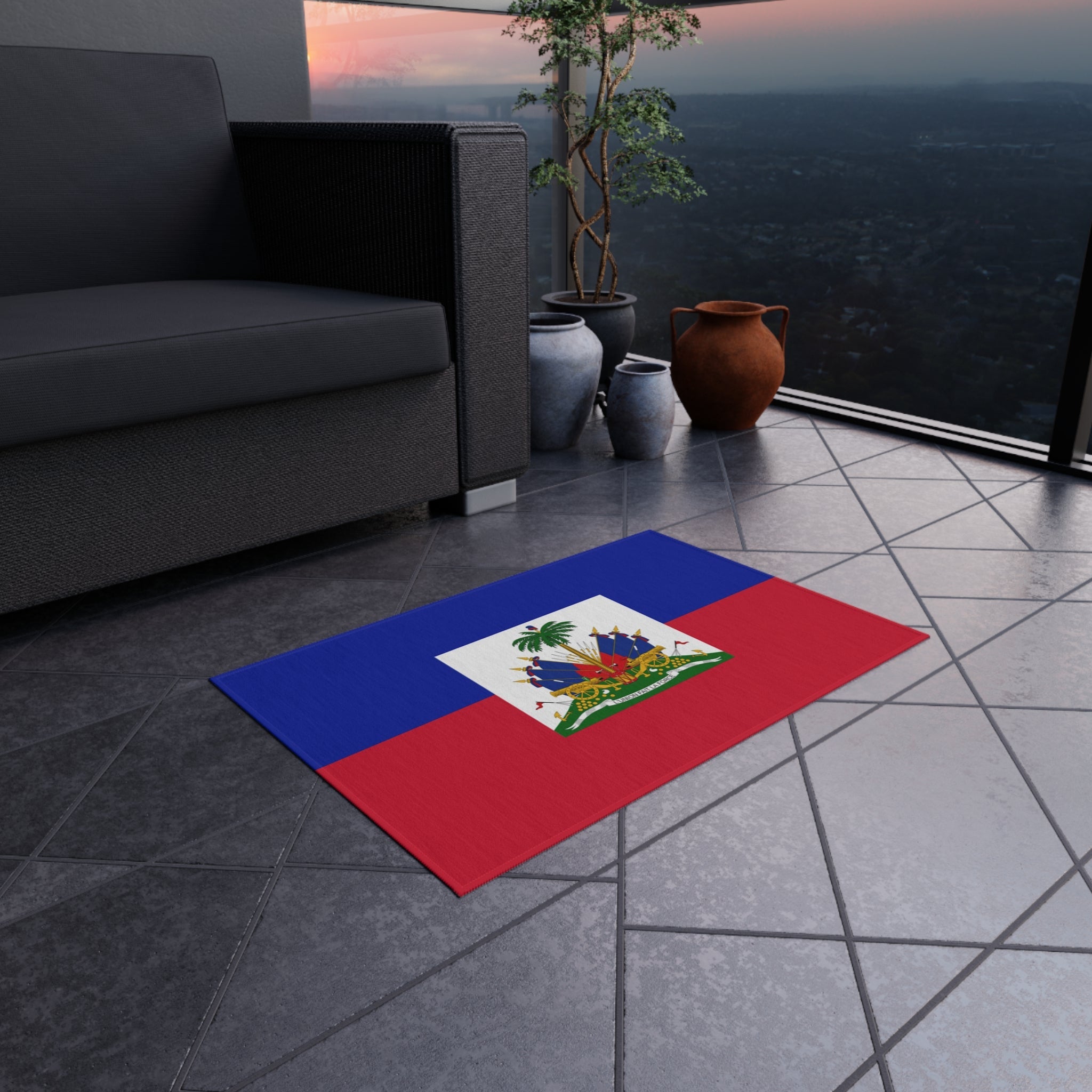 Tapete Antideslizante para Exteriores Bandera de Haití | Puerto Príncipe | Carrefour | Delmas 73 | 24"x36"