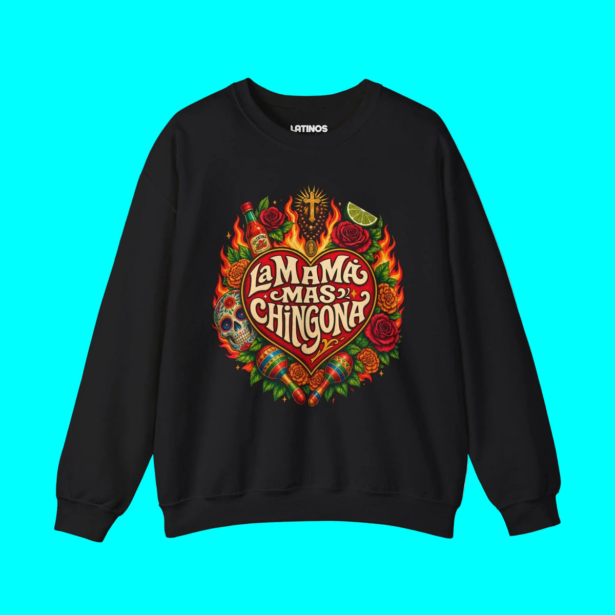 LA MAMÁ MAS CHINGONA Comfy Fleece-Lined Crewneck Sweatshirt | Dia De La Madre, Mother's Day | Funny Latino Pride