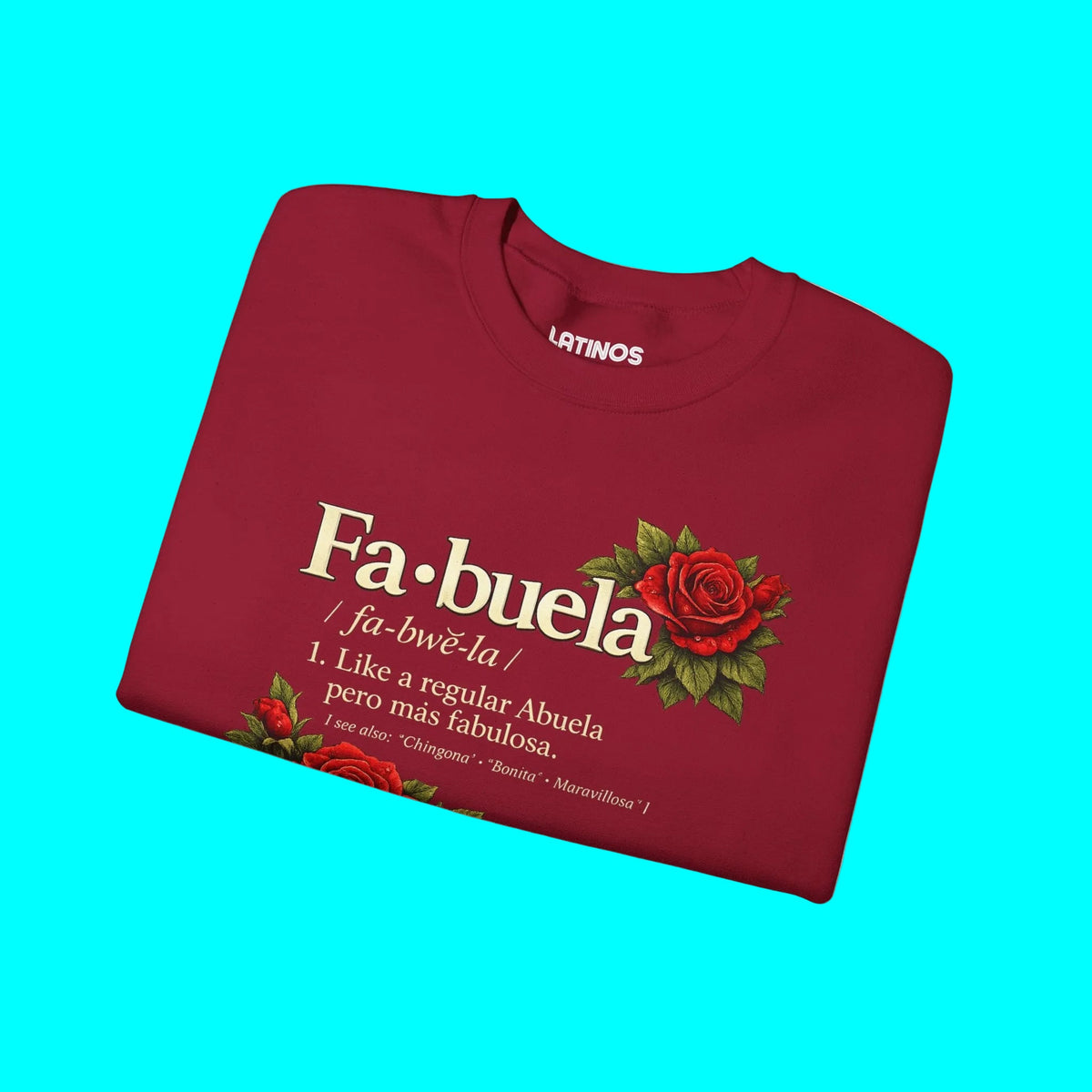 FABULEA, Like A Regular Abuela Pero Mas Fabulosa Comfy Fleece-Lined Crewneck Sweatshirt | Dia De La Madre, Mother's Day | Funny Latino Pride