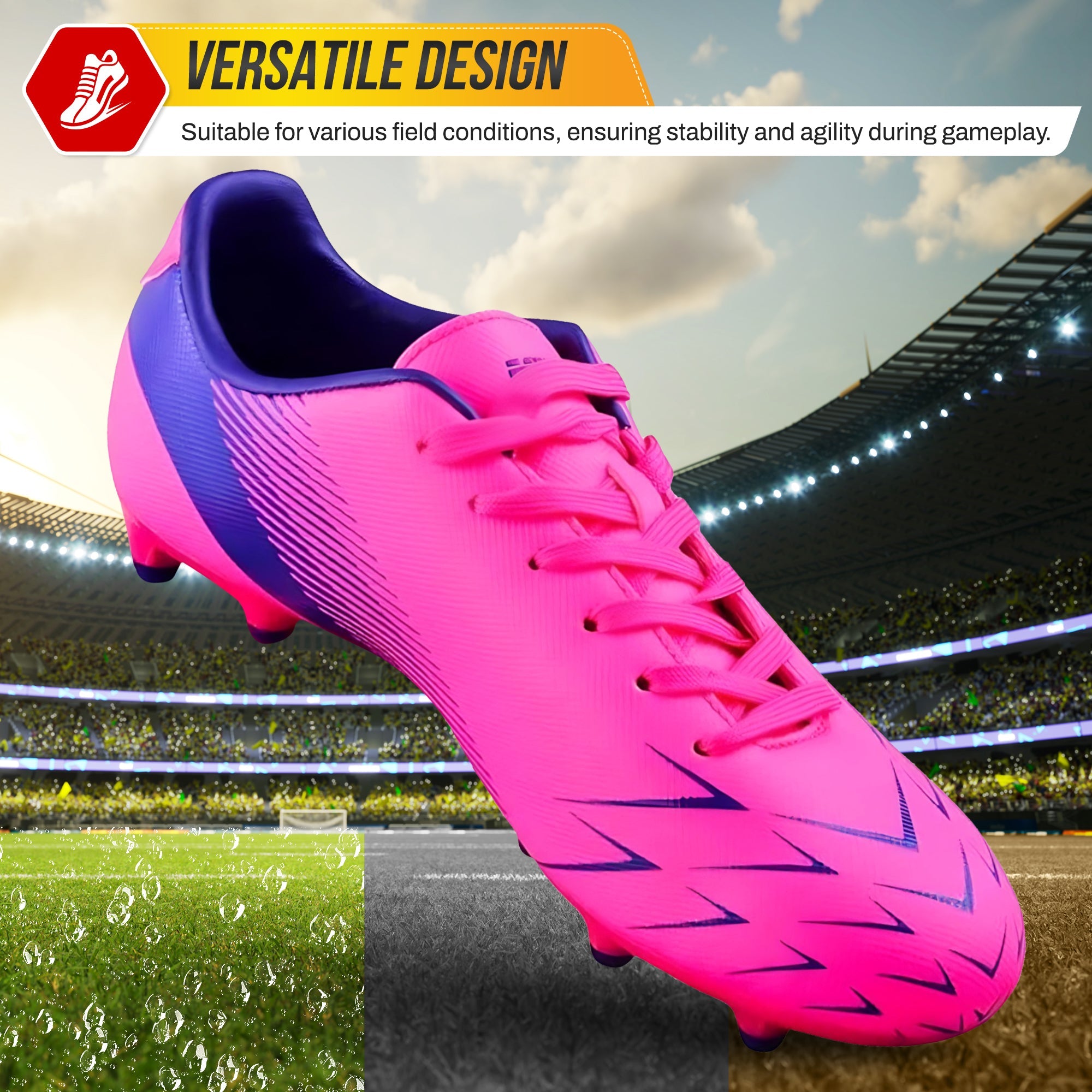 Ranger Firm Ground Soccer Shoes -Pink/Purple