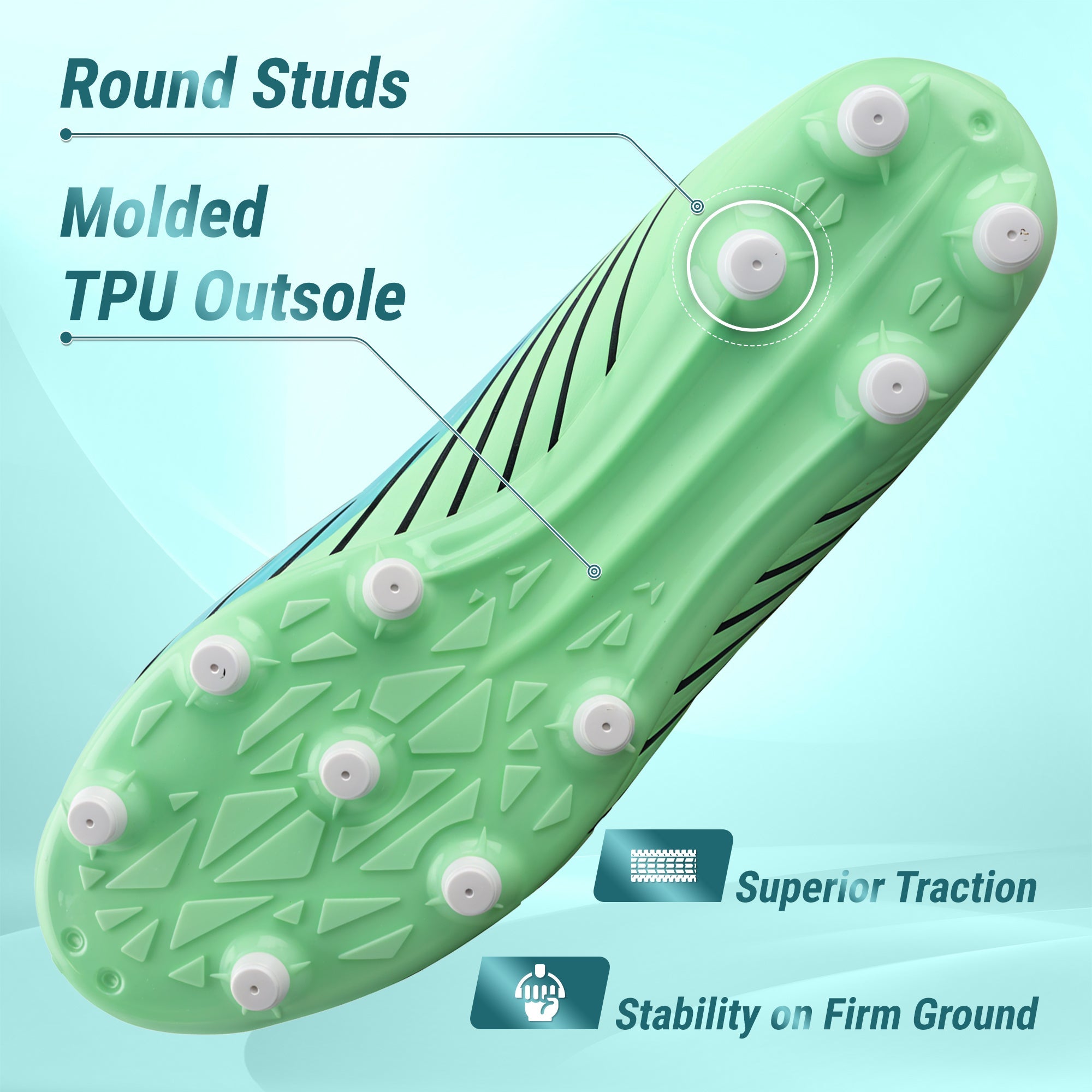 Tesoro Firm Ground Mid-Cut Soccer Shoes - Aqua/Mint