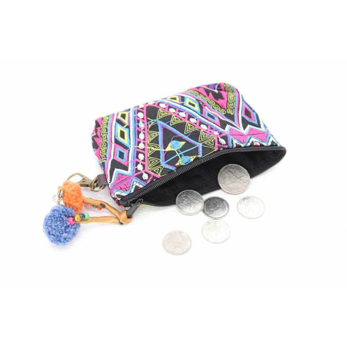 Geometric Boho Coin Purse with Lobster Clasp - Thailand
