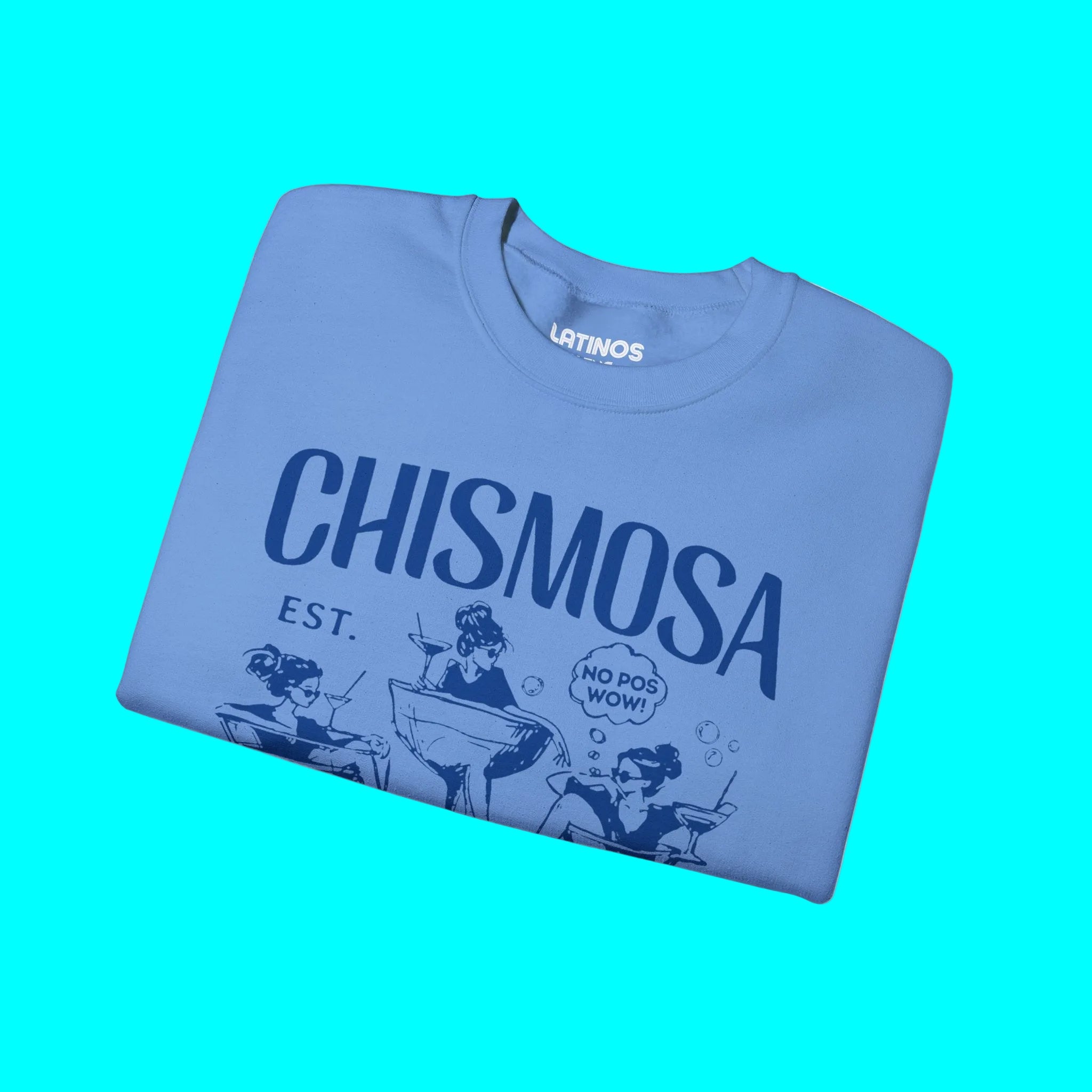 Sudadera con cuello redondo del Chismosa Social Club | ¡No Pos Wow! ¡Solo por invitación! Sudadera divertida con cuello redondo y forro polar latino | 3 colores disponibles