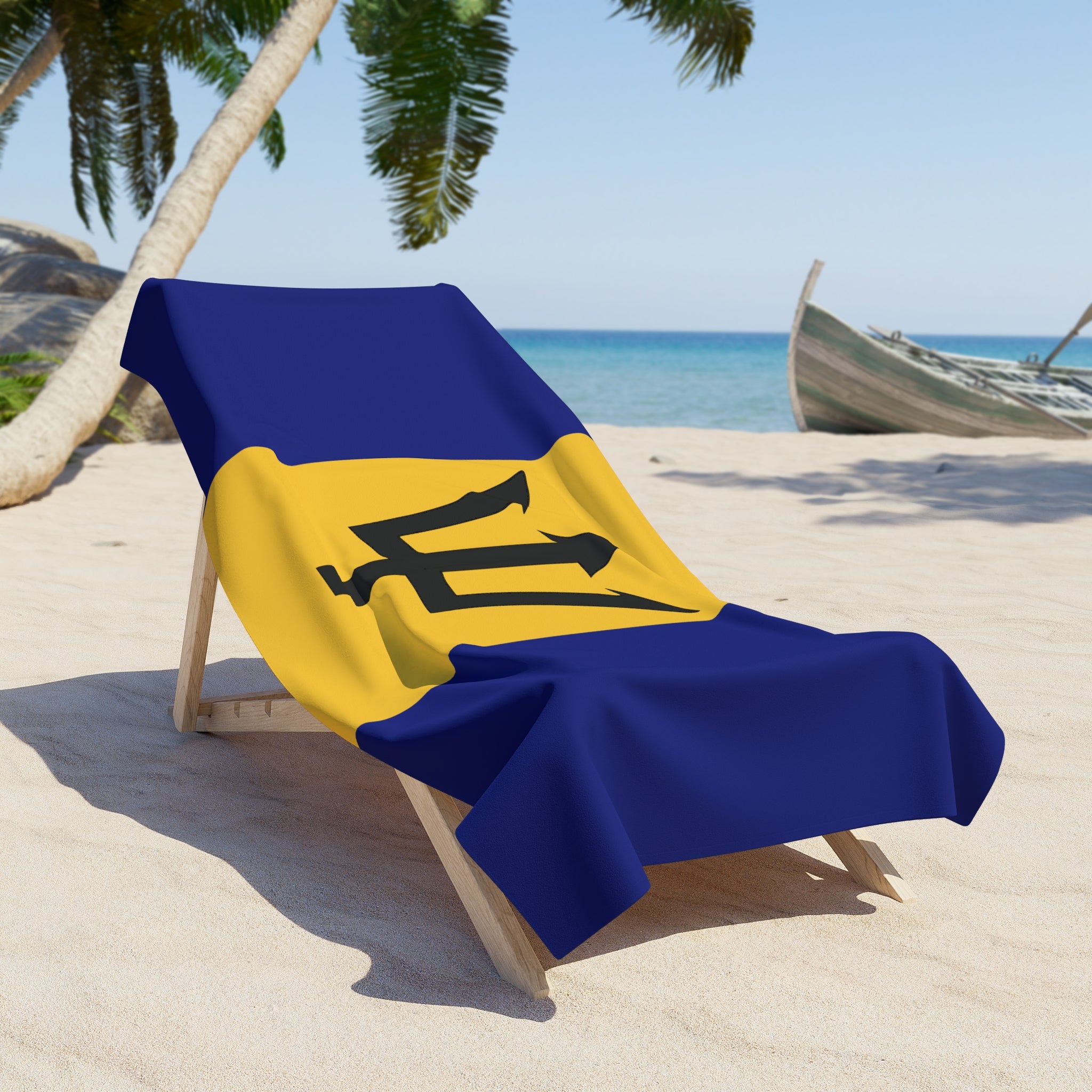 Toalla de playa con la bandera de Barbados | Calidad y durabilidad - 2 tamaños | Orgullo Bajan | Regalo para los de Barbados