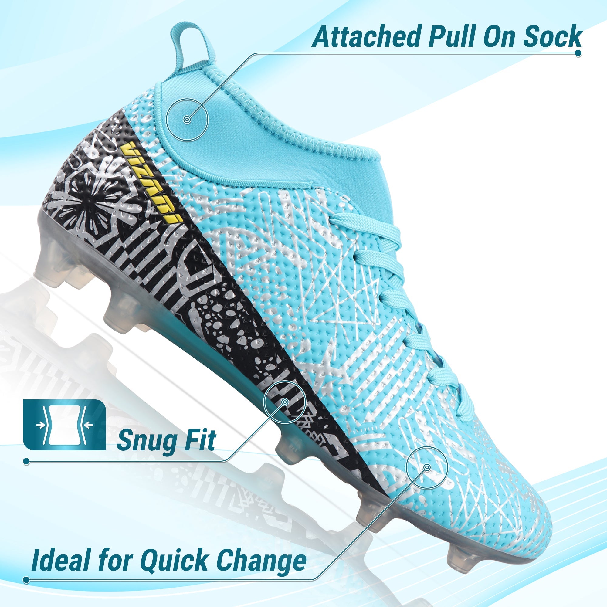 Saco Mid-Cut Adult Firm Ground Soccer Cleats - Mint/Black