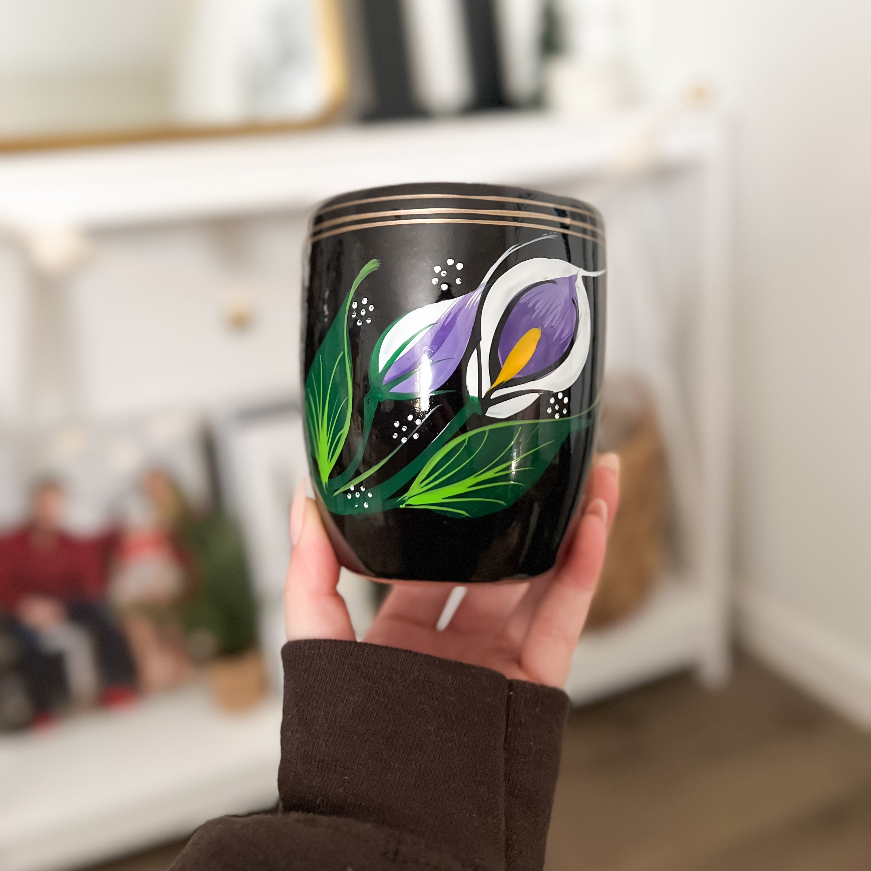 Taza regular artesanal floral