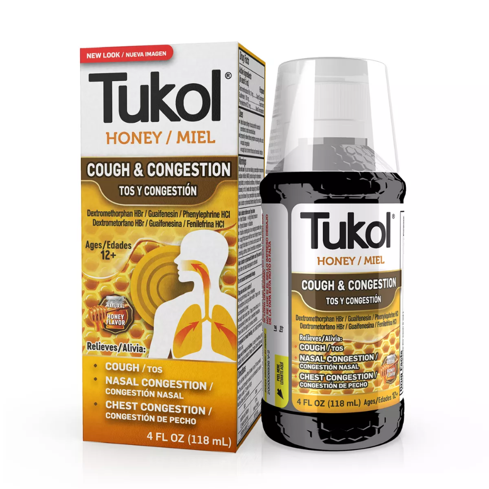 Tukol Alivio para la Gripe y el Resfriado con Múltiples Síntomas Miel Natural (4 oz)