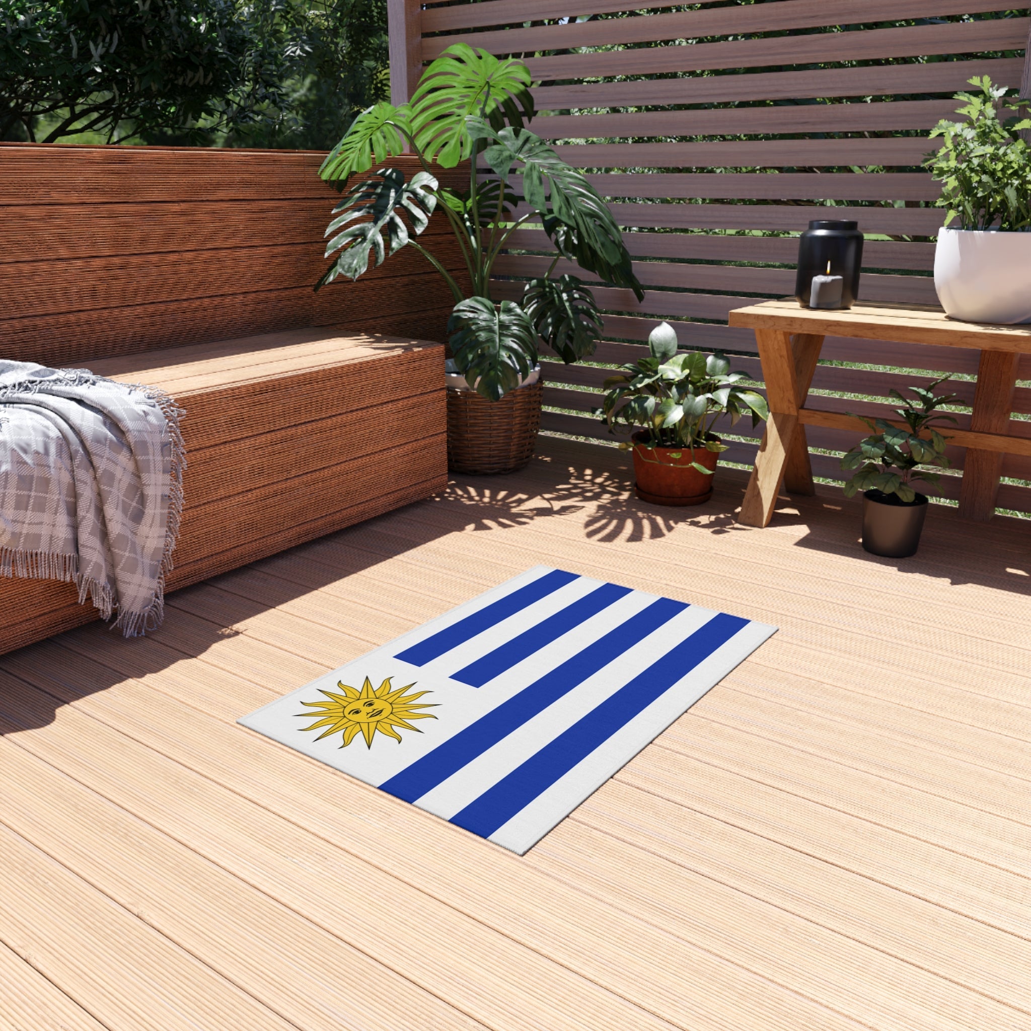 Alfombra Antideslizante para Exteriores con la Bandera de Uruguay | Montevideo | Salto | Regalo para Uruguayos | 24"x36"