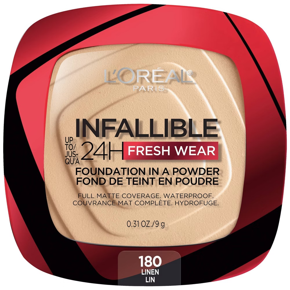 Base de maquillaje en polvo L'Oréal Paris Infallible 24H Fresh Wear (180 Linen, 0.31 oz)