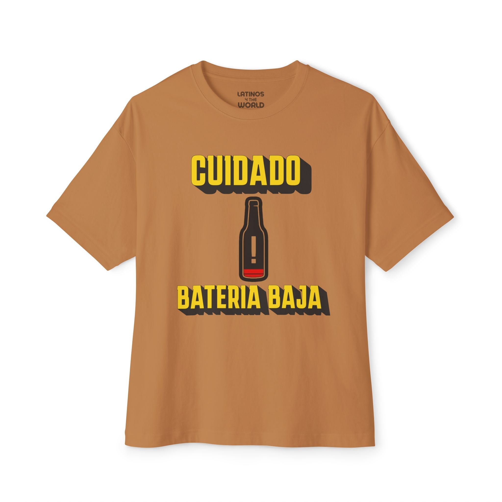 Cuidado Bateria Baja Cerveza Beer Funny Low Battery Latino T-shirt | Camisetas Virales de Bar | Unisex - 3 Colores
