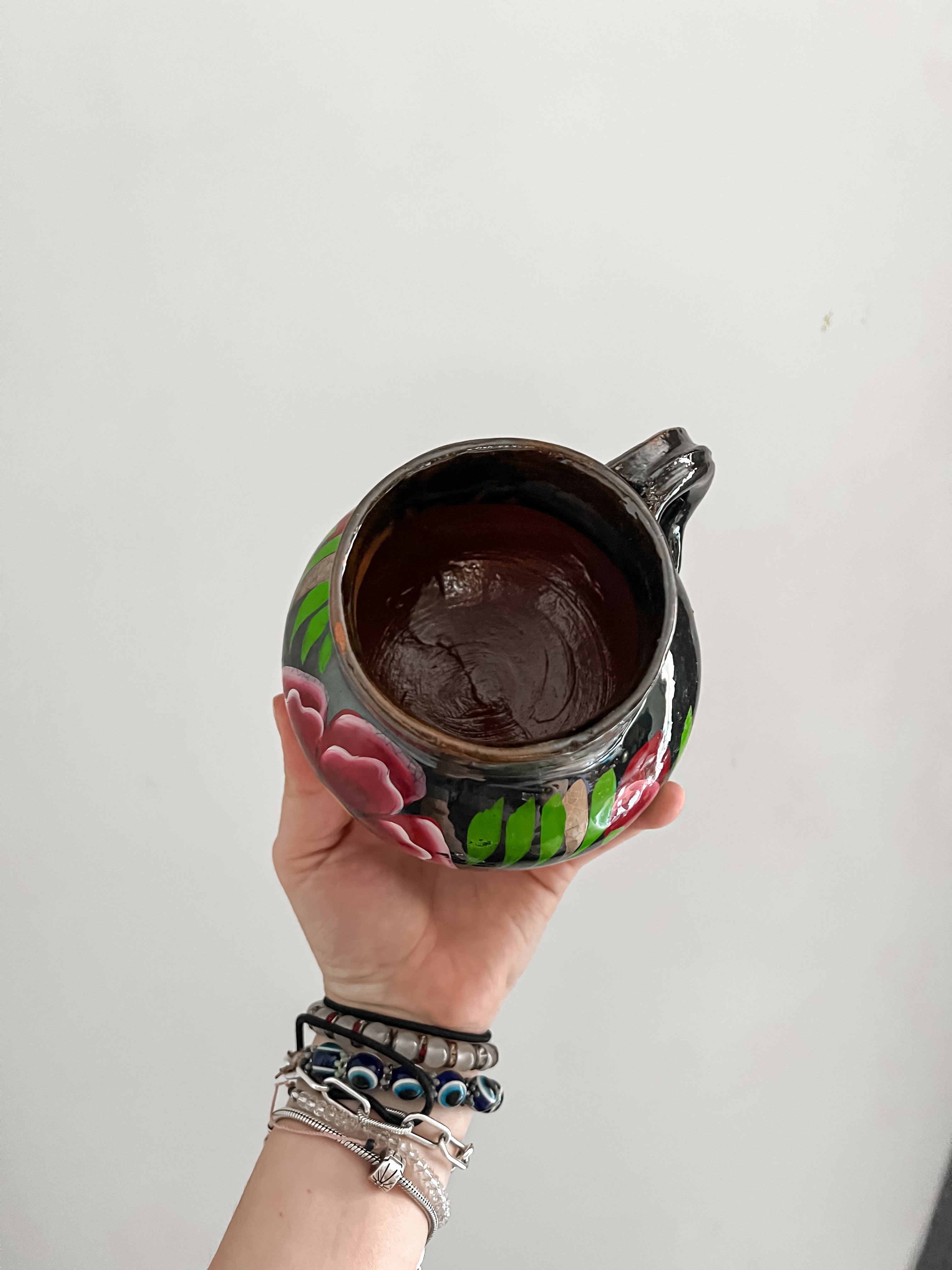 Taza de Barro Artesanal Floral