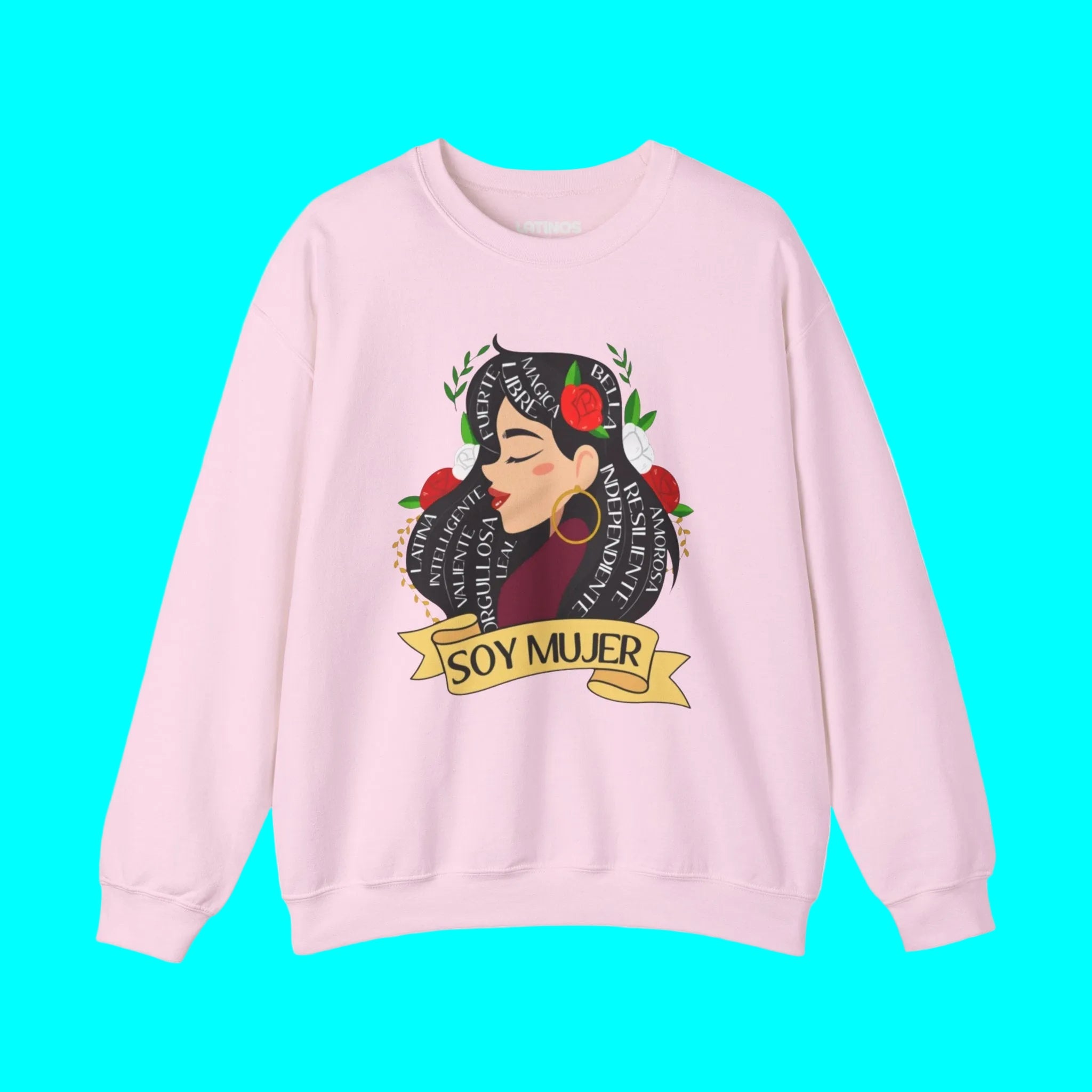 Soy Mujer (Bella, Leal, Latina, Valiente) Sudadera de cuello redondo con empoderamiento femenino | Cuello redondo con forro polar | 3 colores