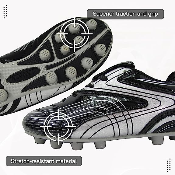 Youth Striker Firm Ground Soccer Shoes -Black/Silver