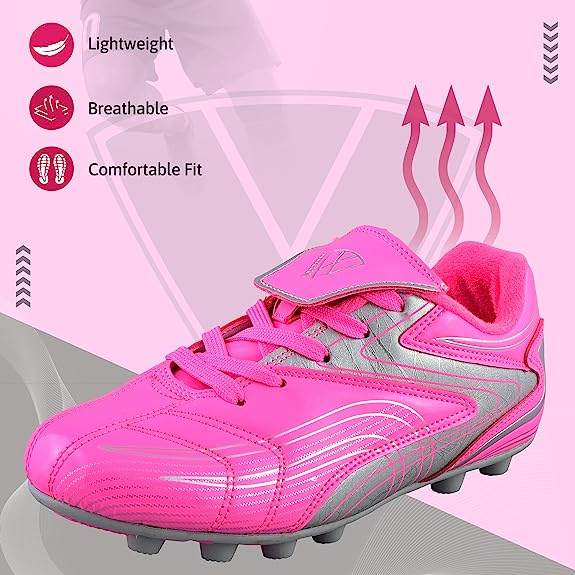 Striker Firm Ground Soccer Shoes -Pink/Silver