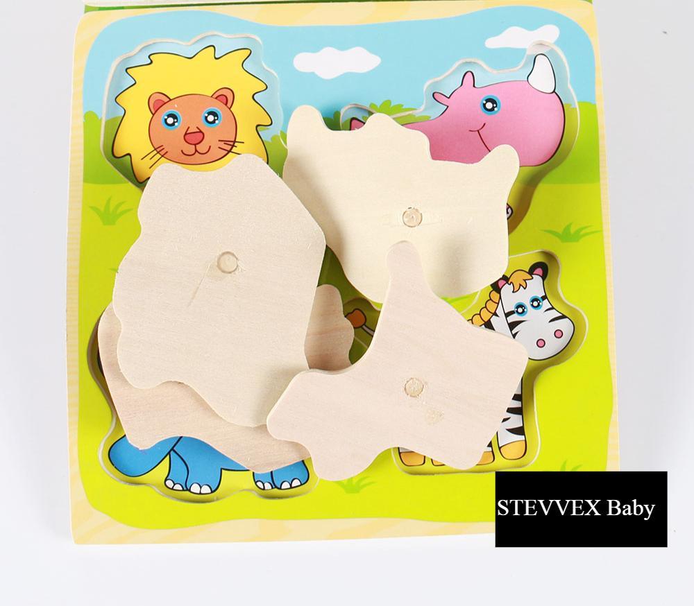 New Hand Grab Board Wooden Puzzle Toys for Children Cartoon Animal Fruit Kids Baby Early Educational Learning Toy