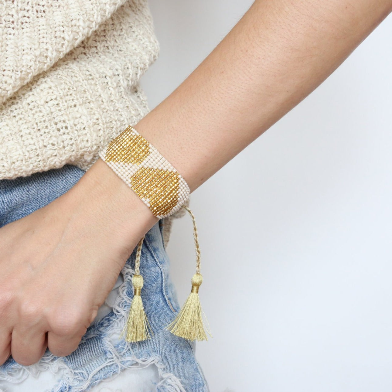 Pearl Heart Tassel Bracelet