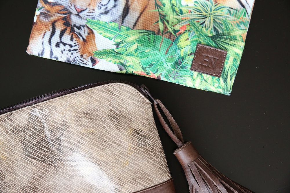 Brown Snakeskin Clutch