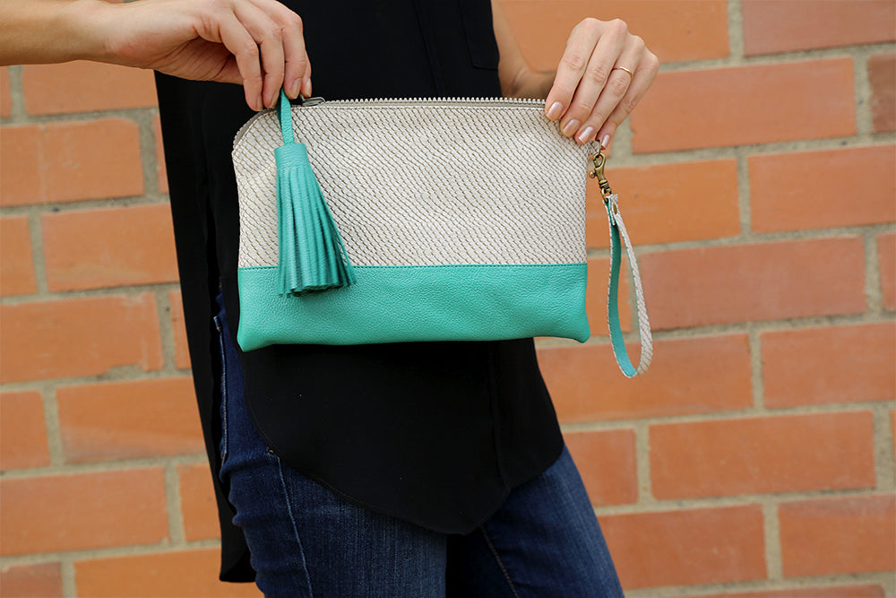 Pearl Snakeskin Clutch