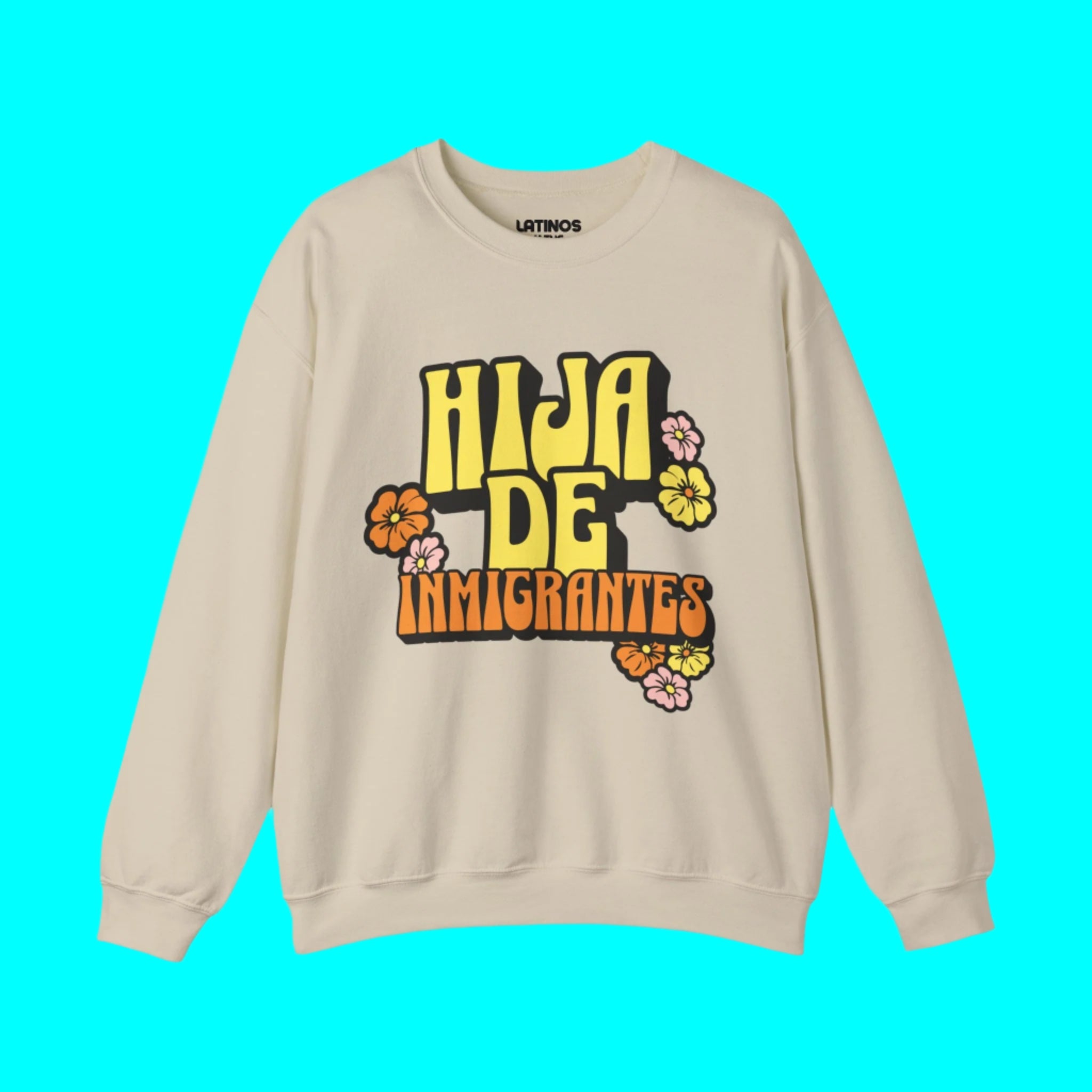 Sudadera con cuello redondo cómoda y forrada de vellón "Hija de Inmigrantes" | Linda, Bonita, Divertida, Latina | 3 Colores