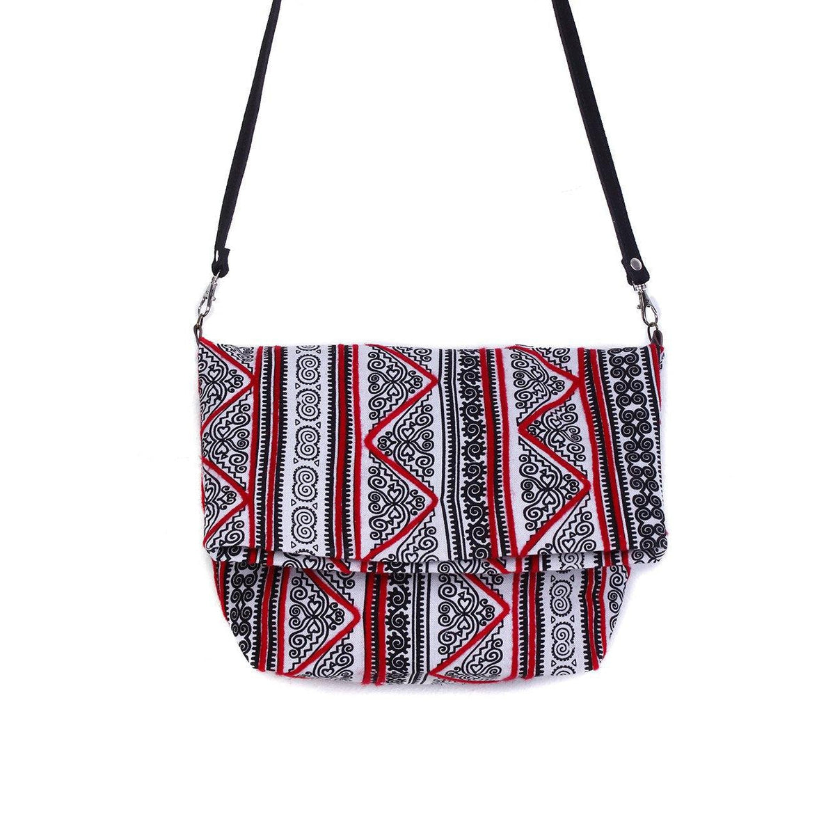 Hmong Fold Over Sling Yarn Crossbody Bag - Thailand