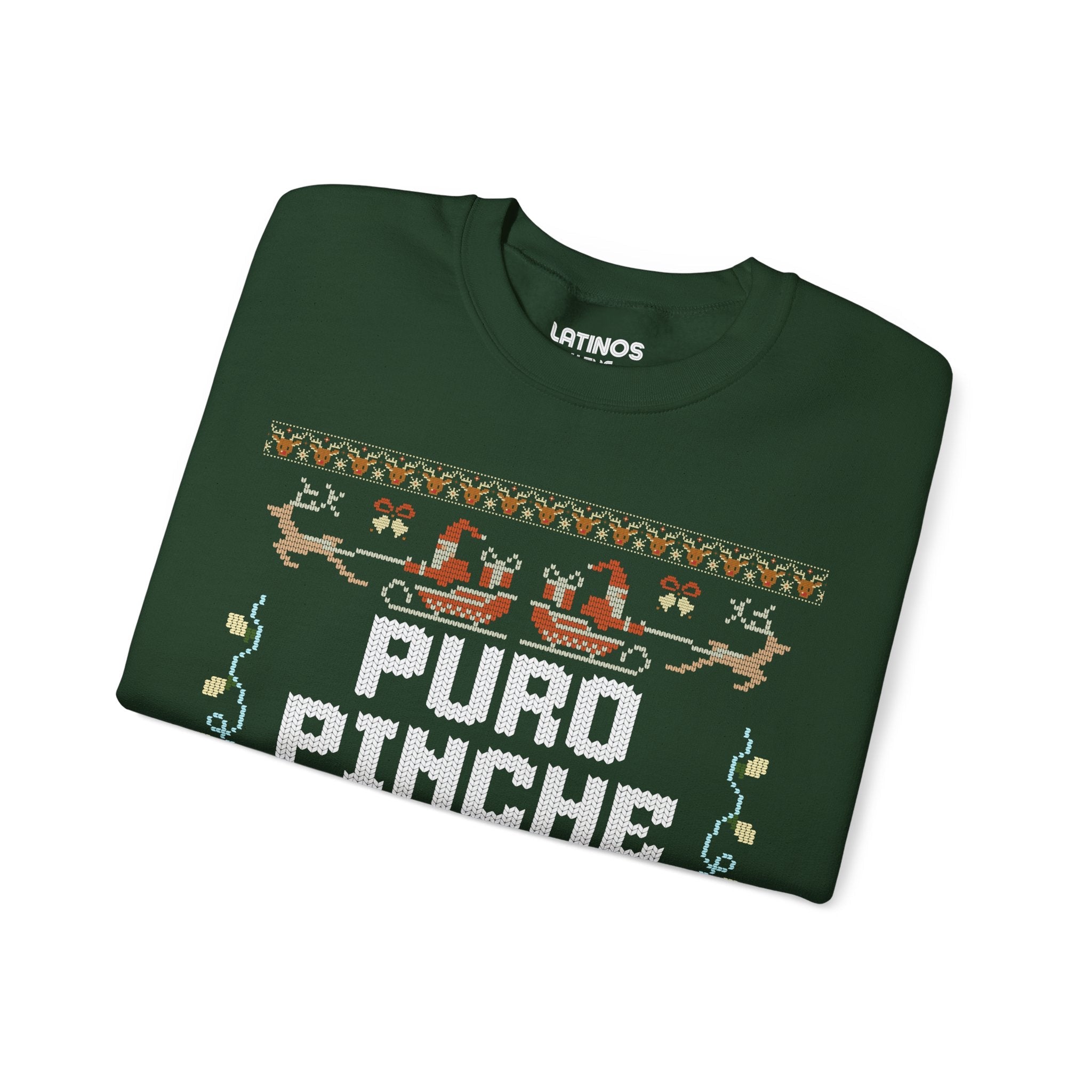 Sudadera navideña fea de Puro Pinche Pari Chingo Latino | Divertida y brillante | 3 colores