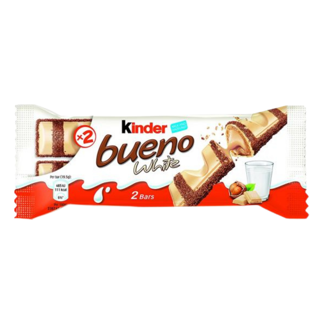 Barritas de wafer cubiertas de chocolate blanco Kinder Bueno (paquete de 2)