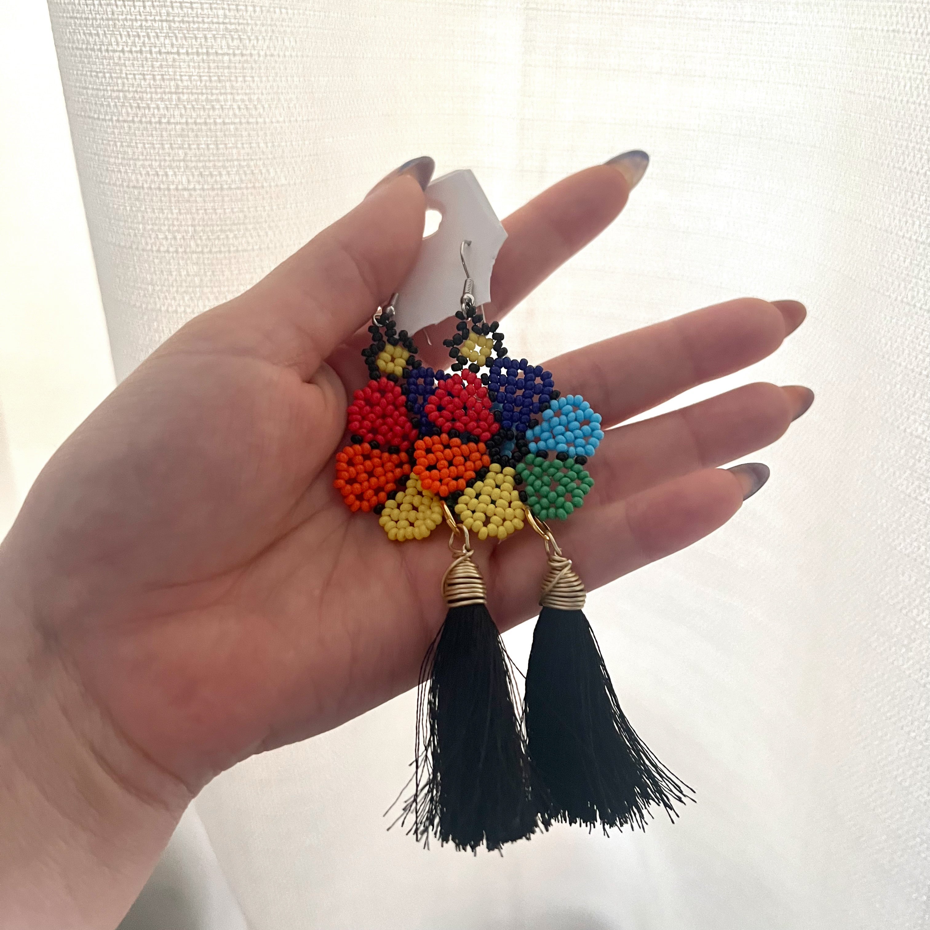 Pendientes Colgantes Florales con Abalorios